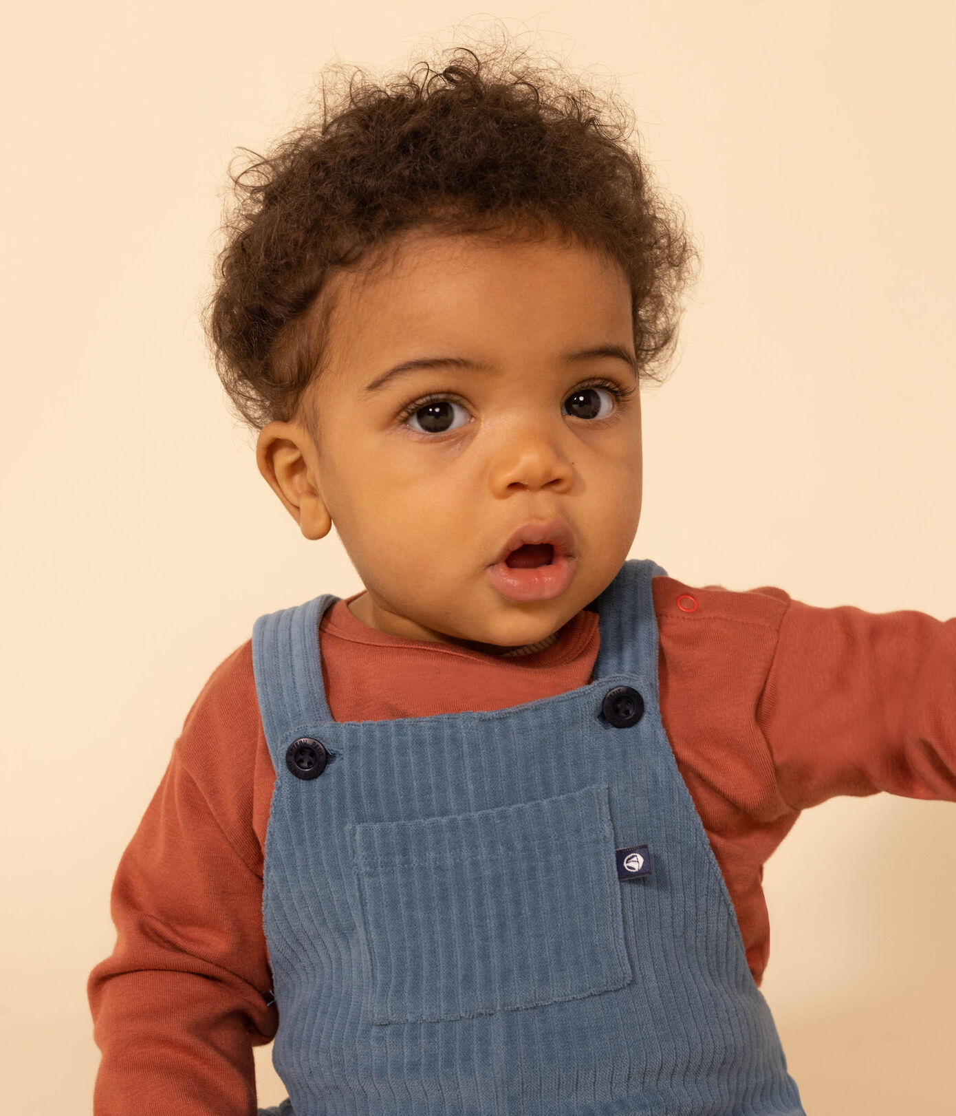 Salopette longue en velours bébé