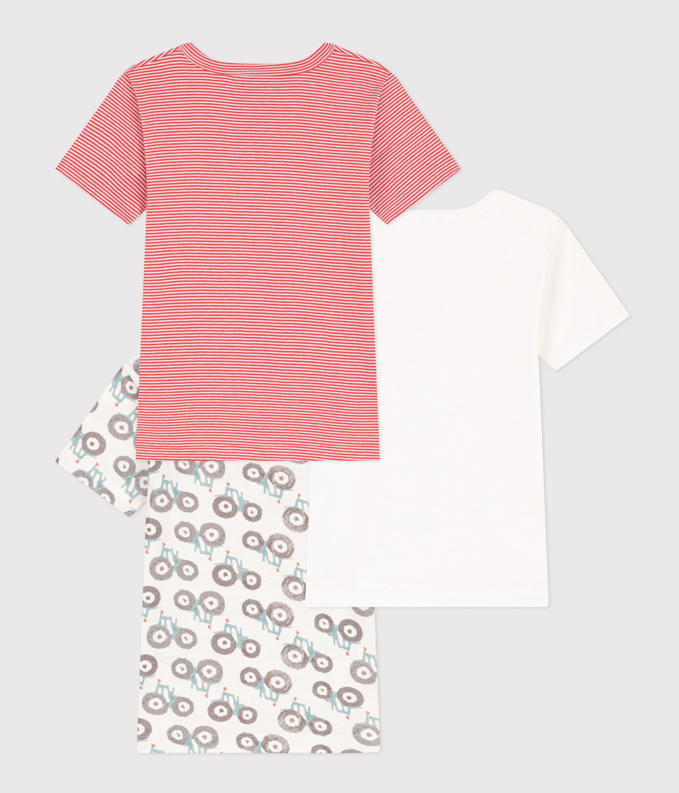 Lot de 3 tee shirts manches courtes tracteur en coton petit garon