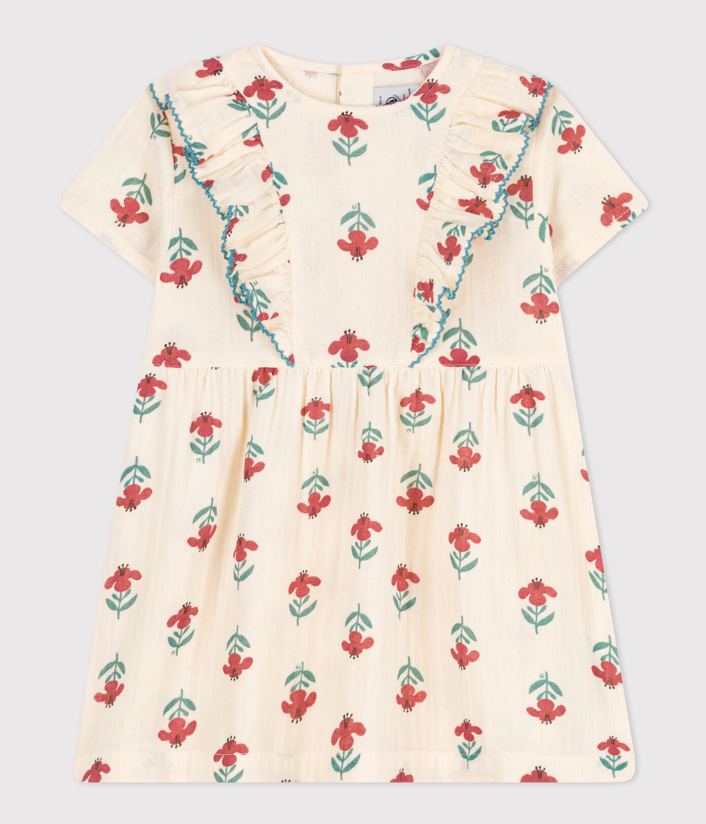 Robe manches courtes bébé en gaze de coton imprimée