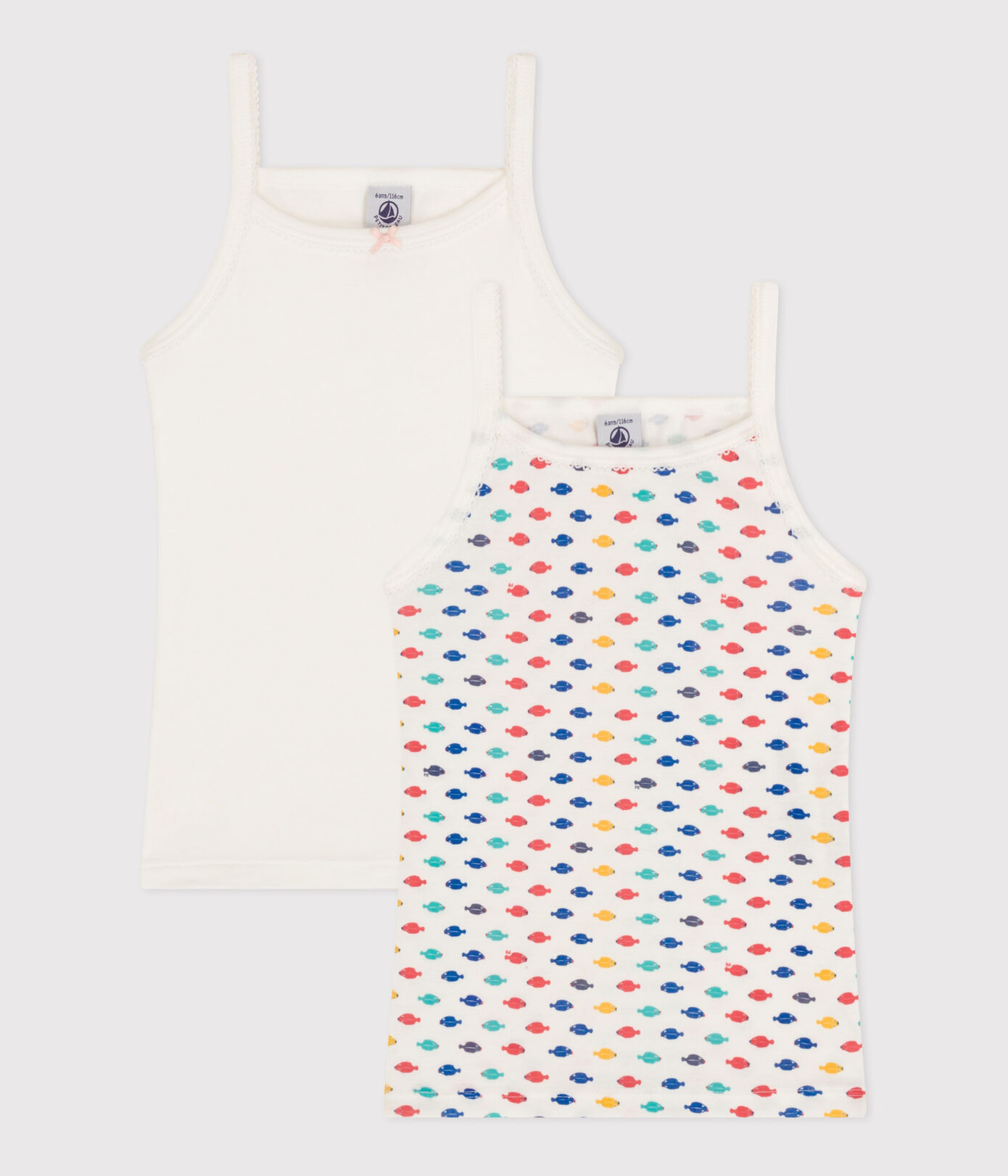 Lot de 2 chemises à bretelles animaux marins en coton petite fille