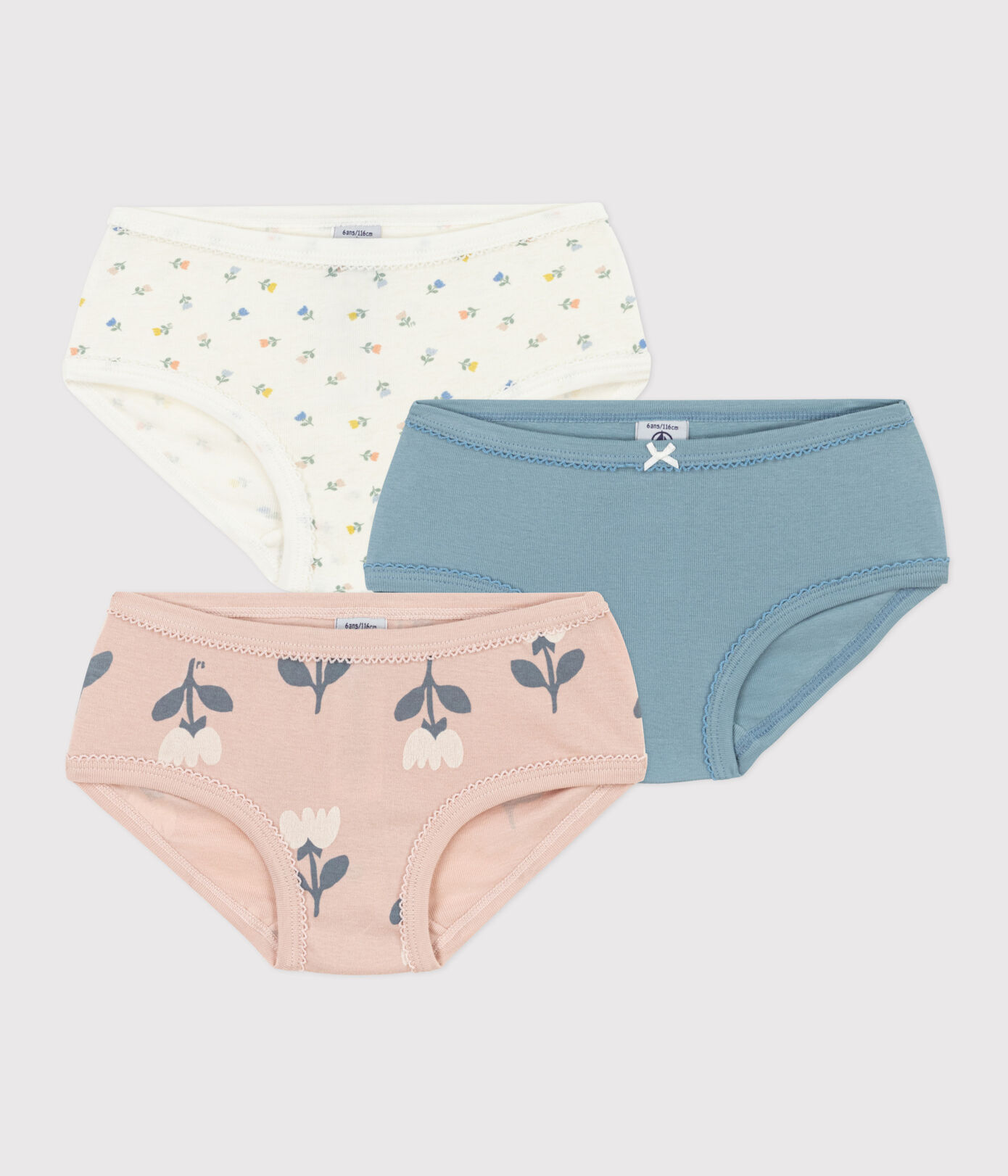 Lot de 3 culottes tulipes en coton petite fille