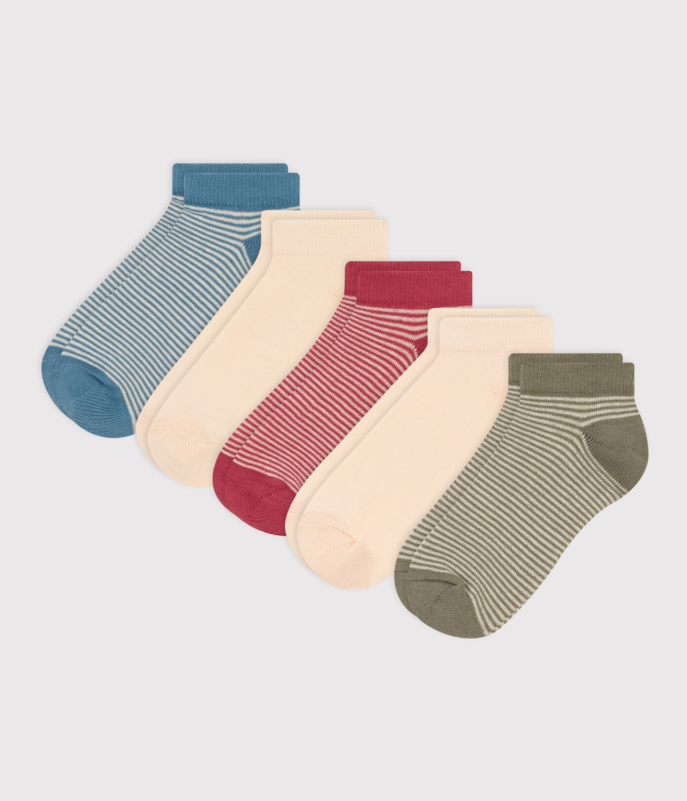Lot de 5 paires de chaussettes rayures en jersey de coton enfants
