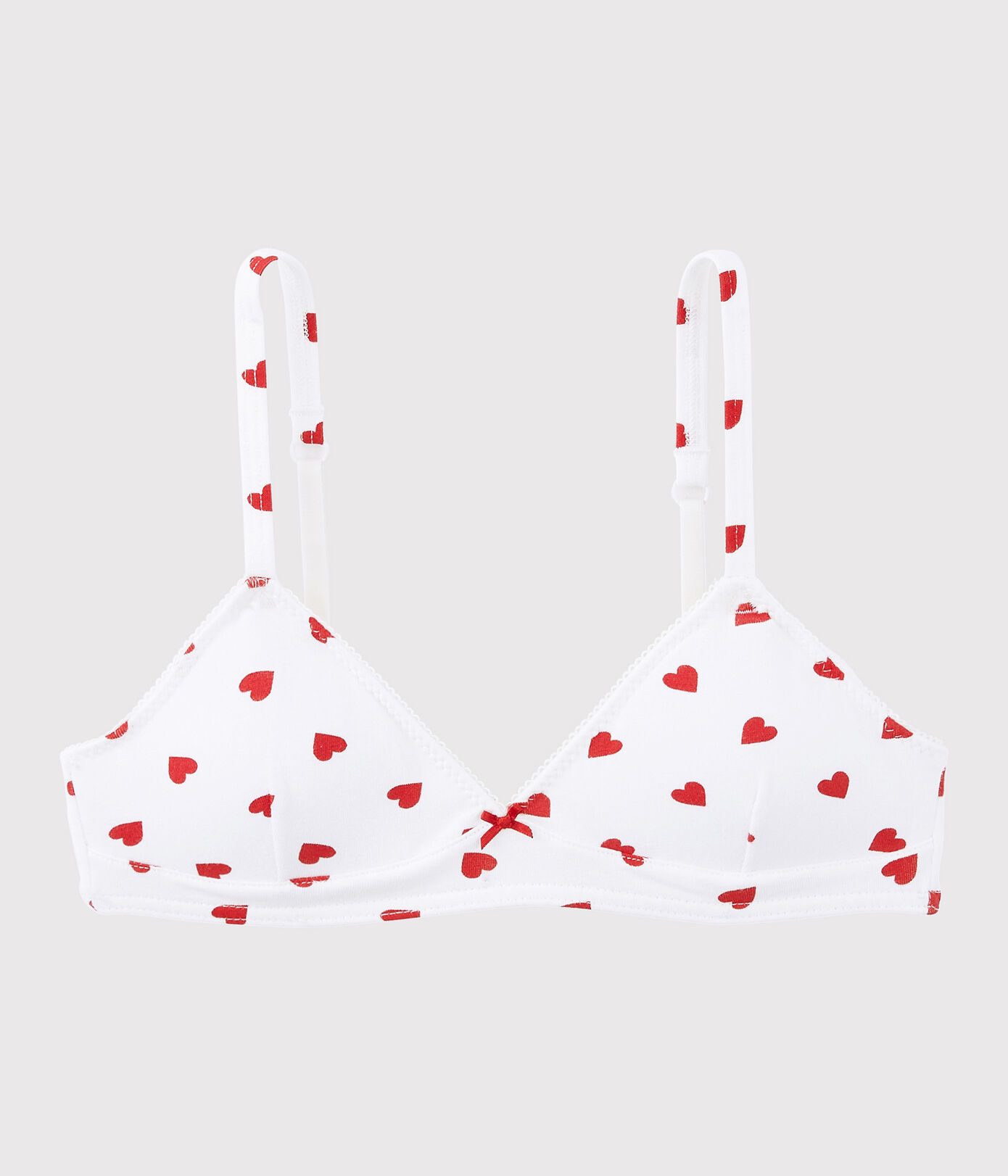 Soutien-gorge paddé cur rouge fille en coton biologique et elasthanne