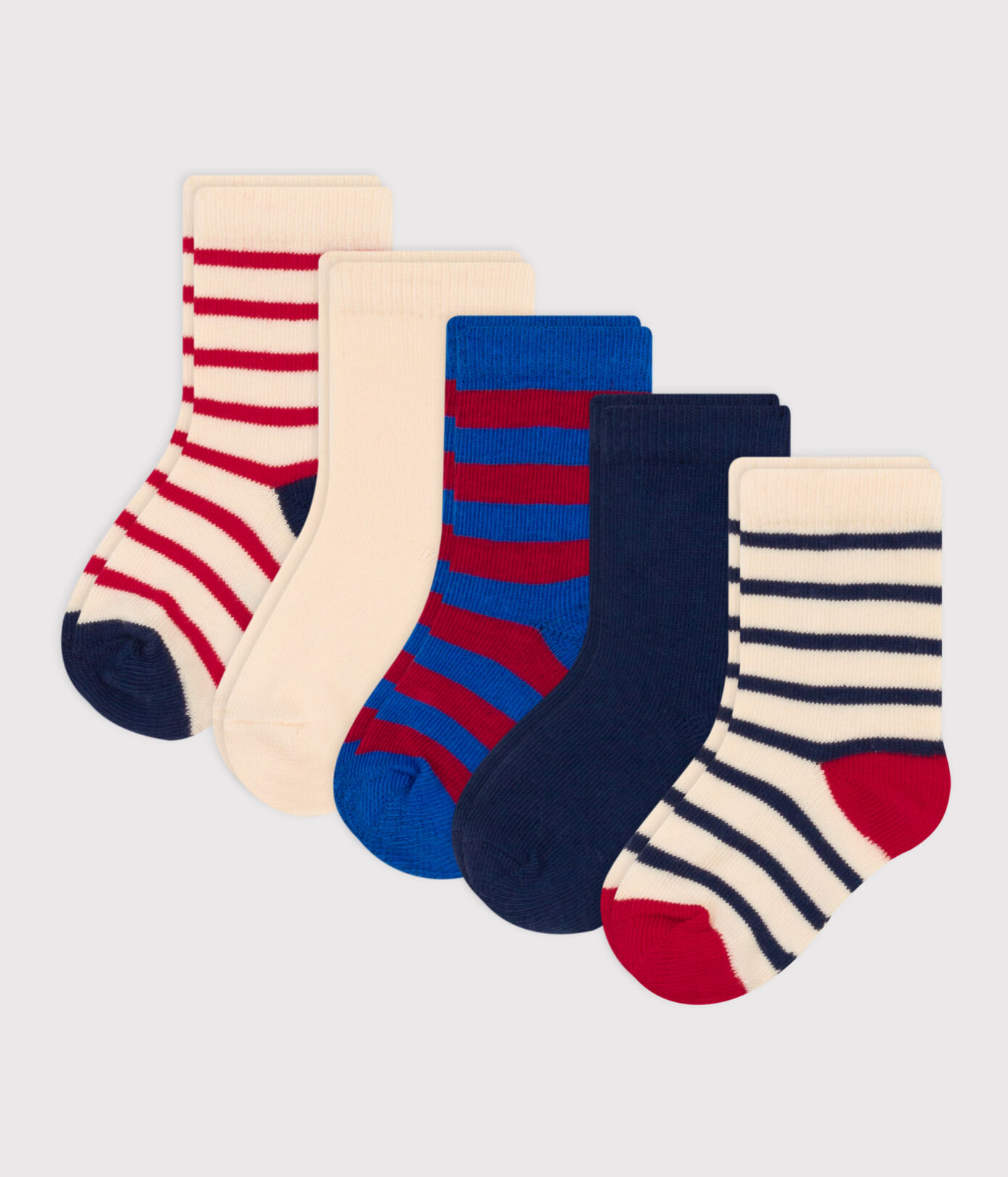 Lot de 5 paires de chaussettes rayures en jersey de coton bébé