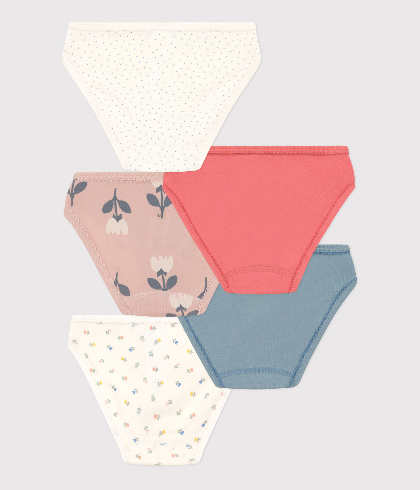 Lot de 5 culottes tulipes en coton petite fille