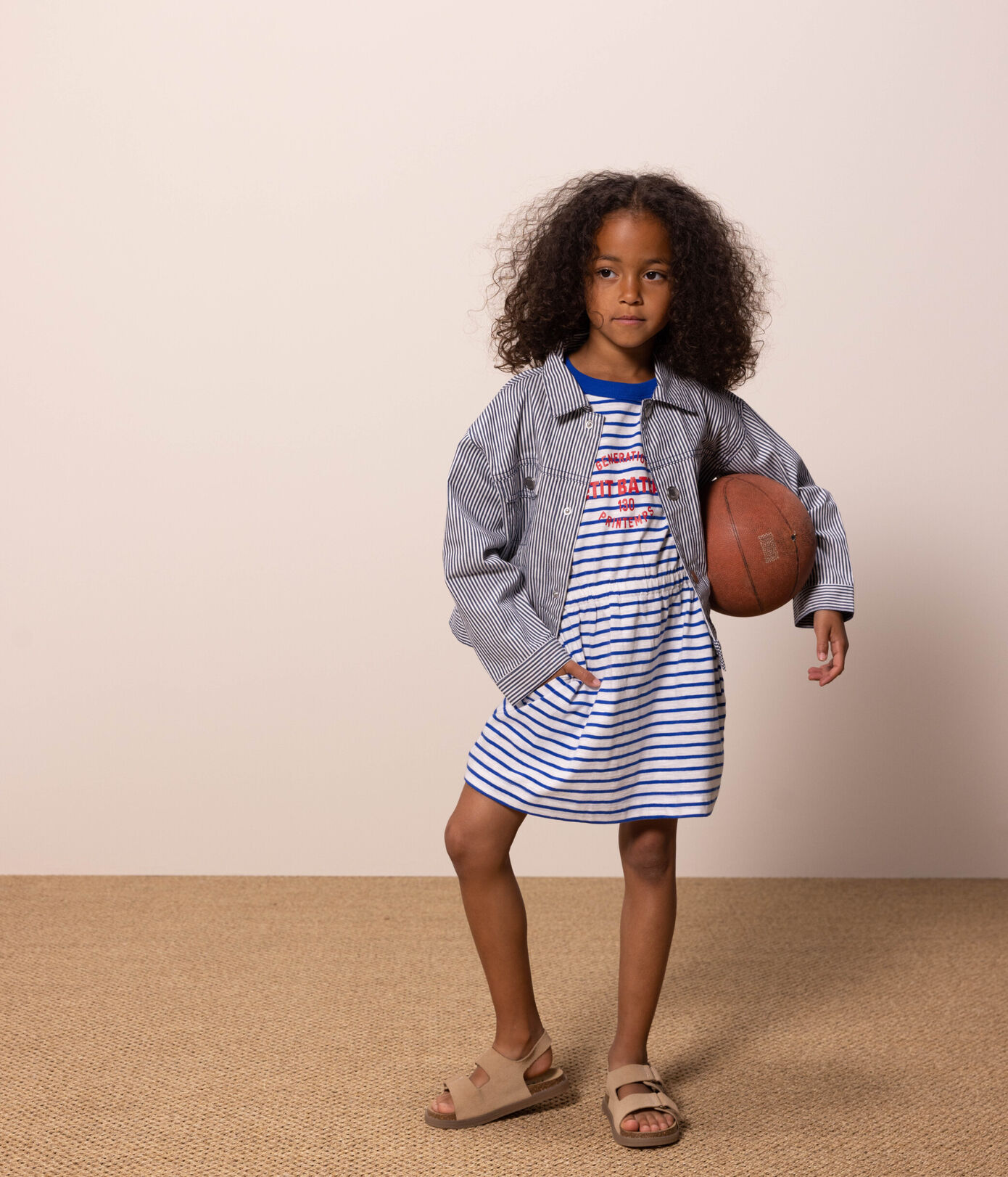 Veste en toile de coton rayée enfant fille