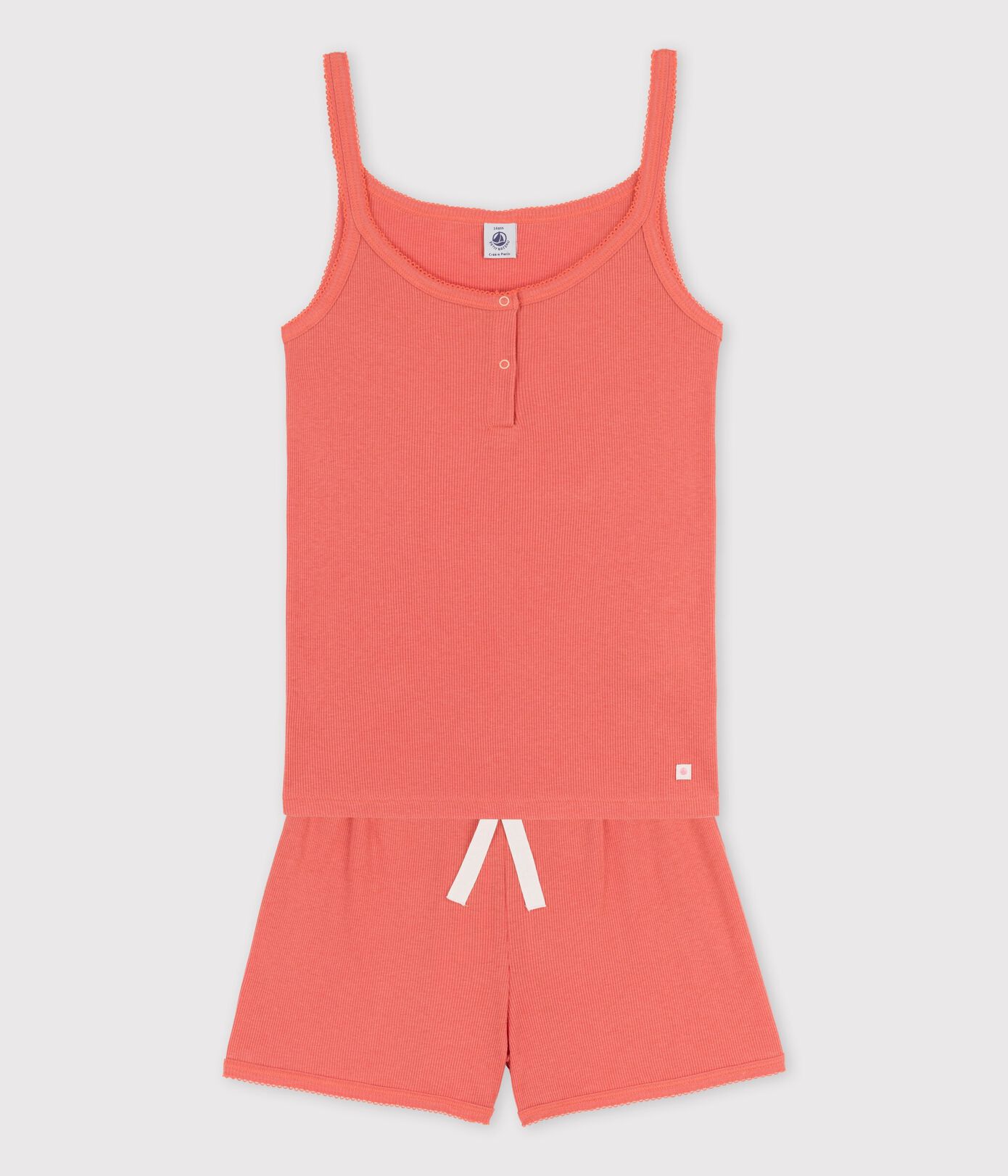 Pyjacourt uni papaye fille en coton lyocell