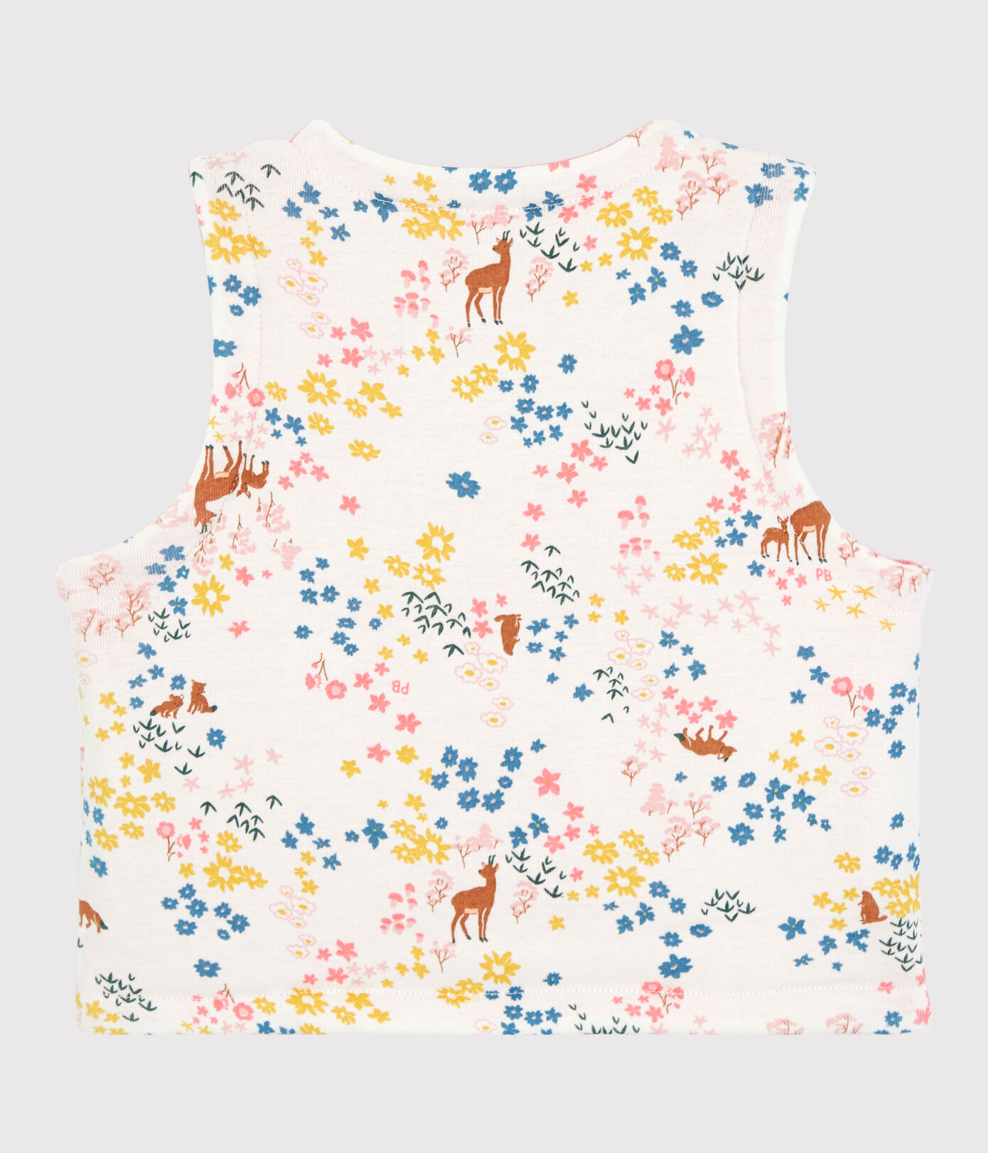 Gilet sans manches réversible bébé fille en coton biologique ouatiné