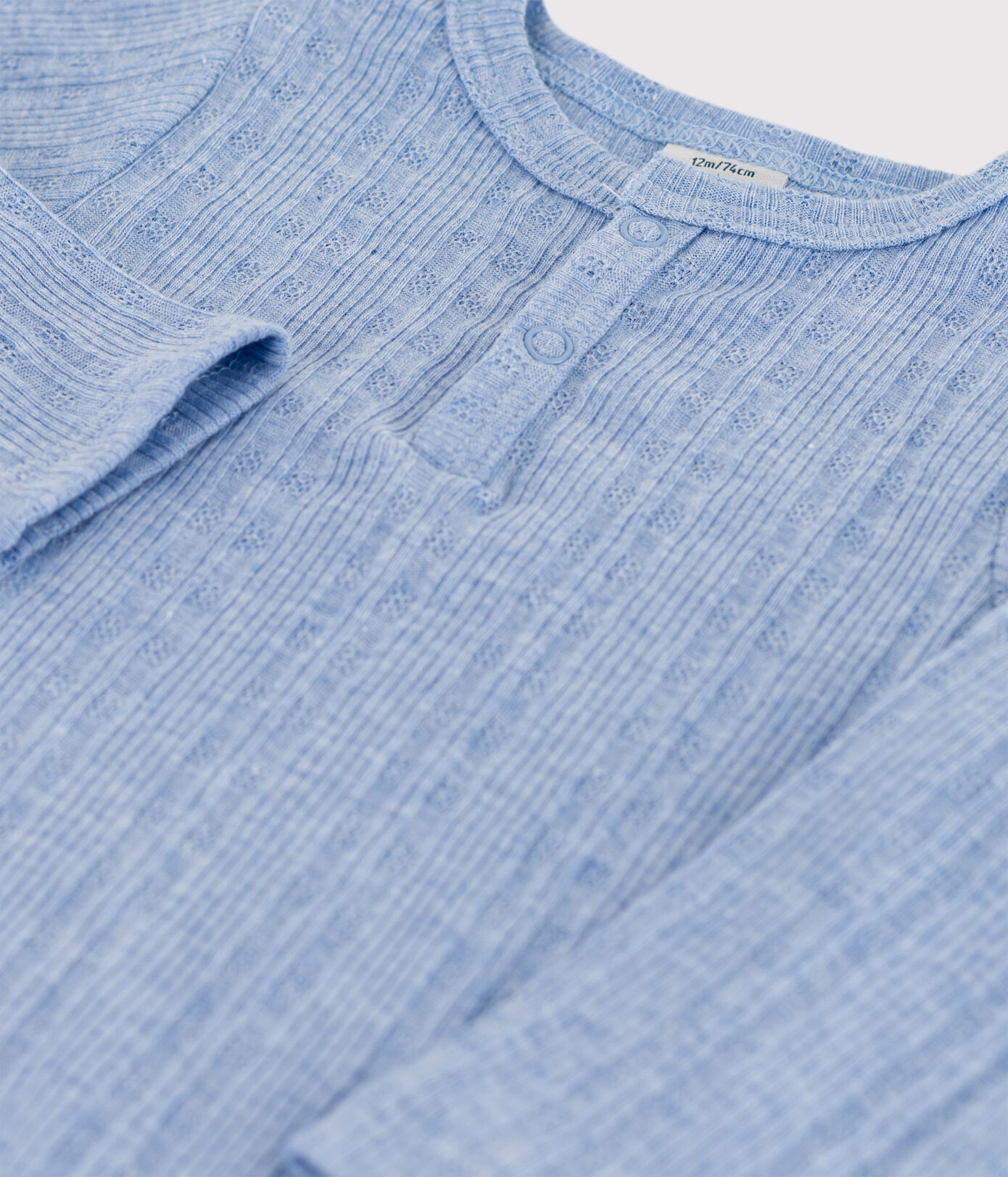 Body manches longues bébé col tunisien en coton