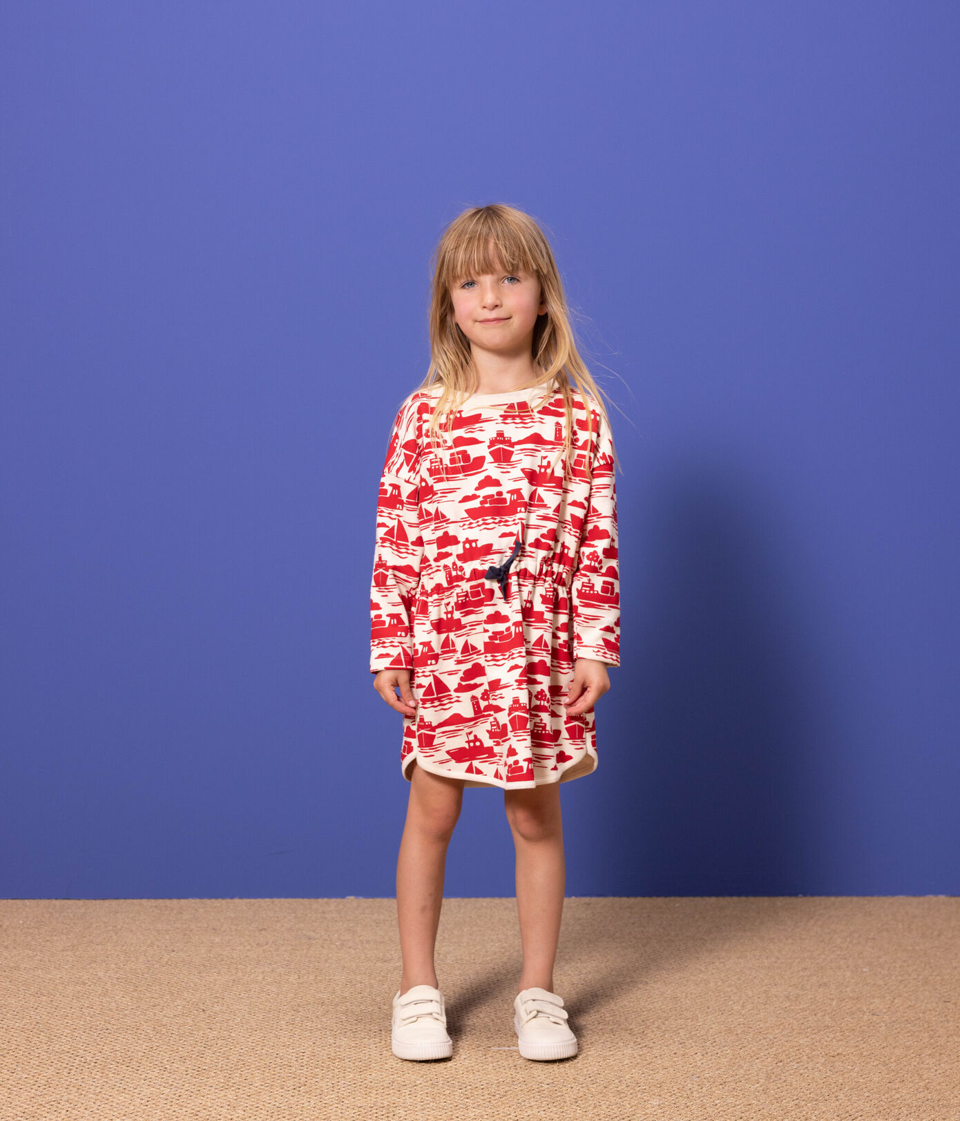 Robe manches longues molleton imprimé enfant fille