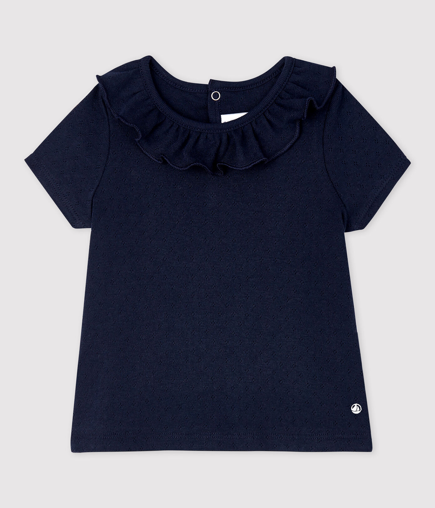 Blouse ajourée manches courtes en coton bébé fille