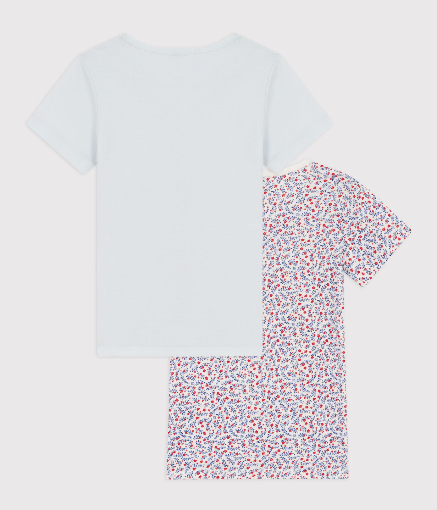 Lot de 2 tee shirts manches courtes fleurs en coton petite fille