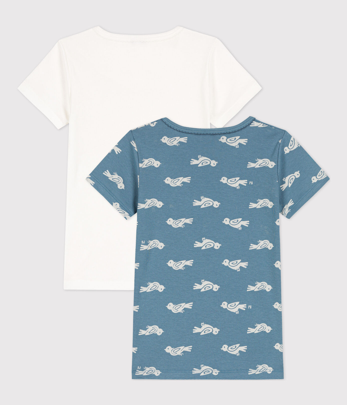 Lot de 2 tee-shirts manches courtes oiseau petite fille en coton