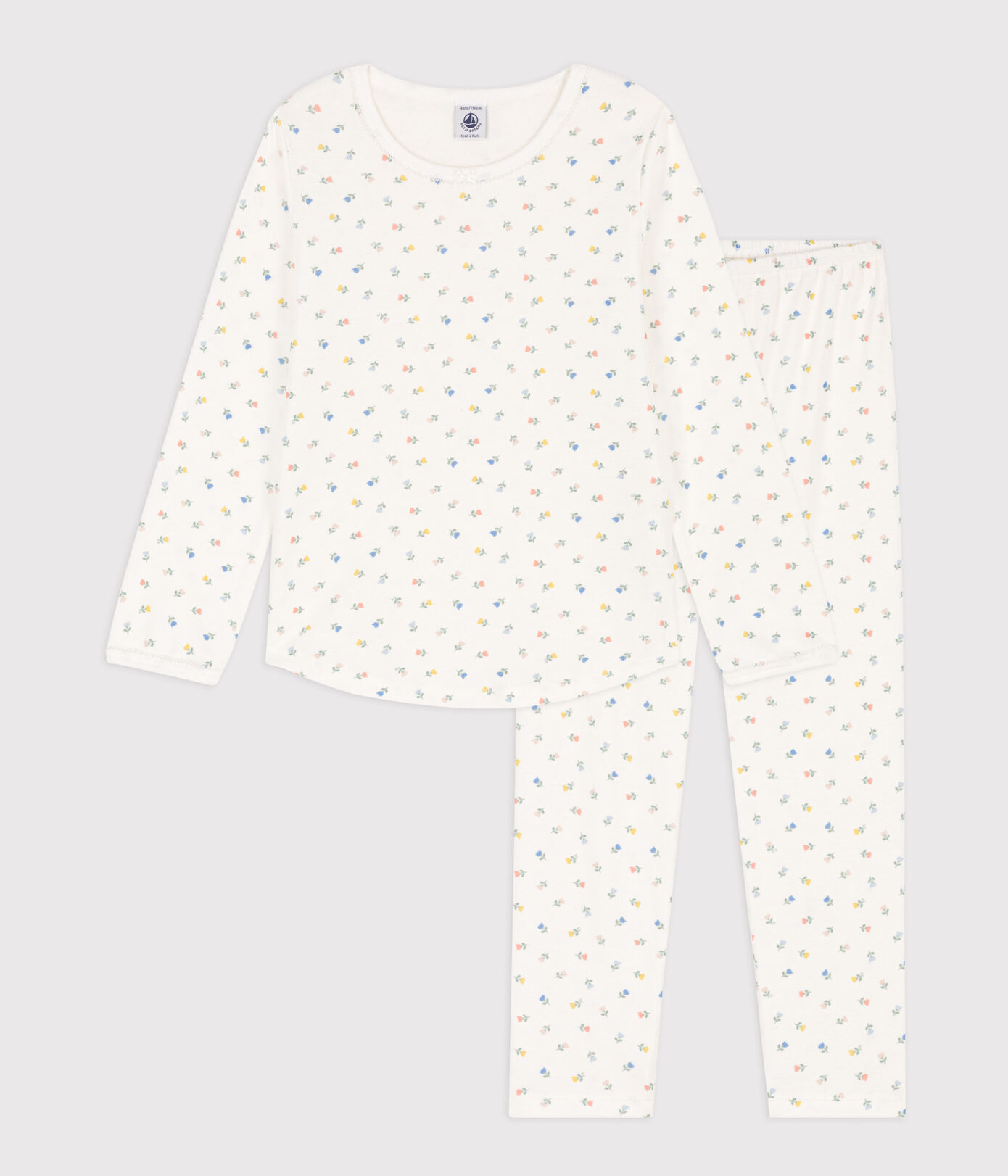 Pyjama fleurs en coton petite fille