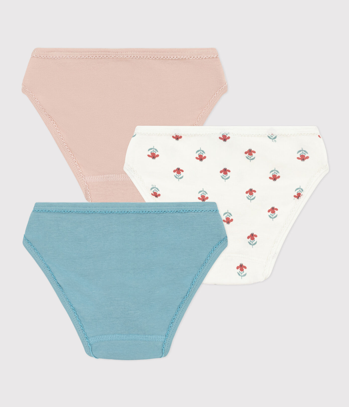 Lot de 3 culottes fleurs en coton petite fille