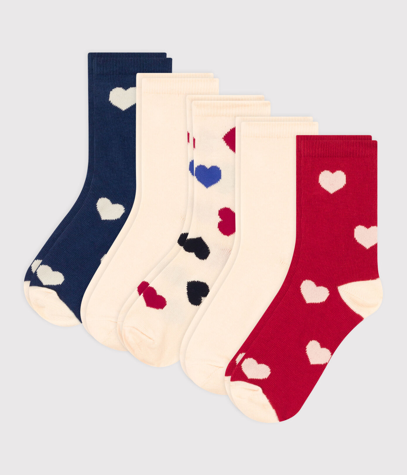 Lot de 5 paires de chaussettes coeurs enfant garon-fille