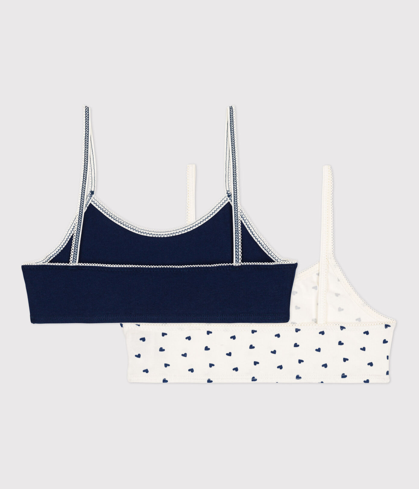 Lot de 2 brassières coeur fille en coton et élasthanne