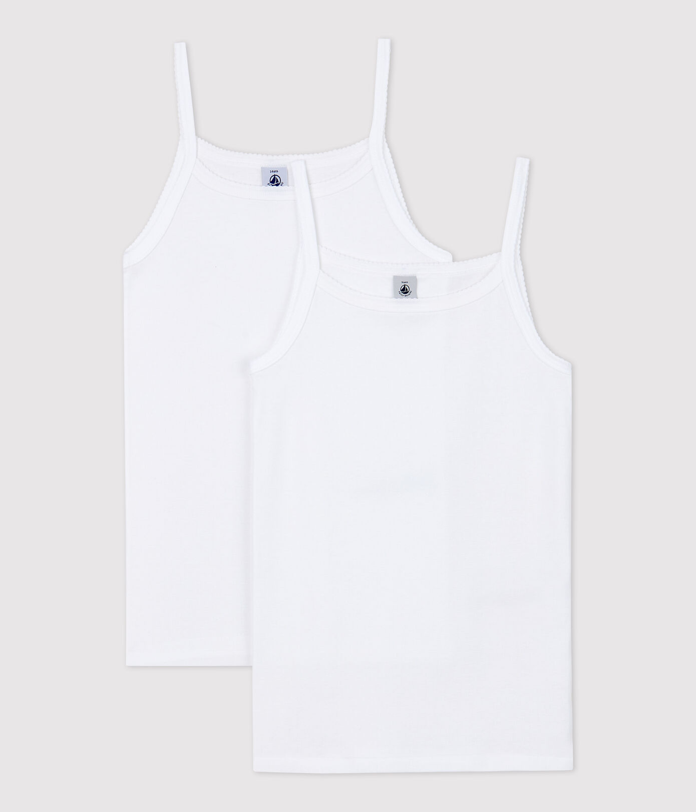 Lot de 2 chemises à bretelles blanches fille