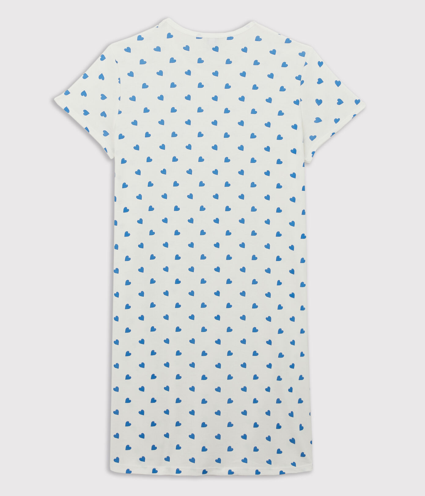 Chemise de nuit manches courtes fille curs bleus en coton