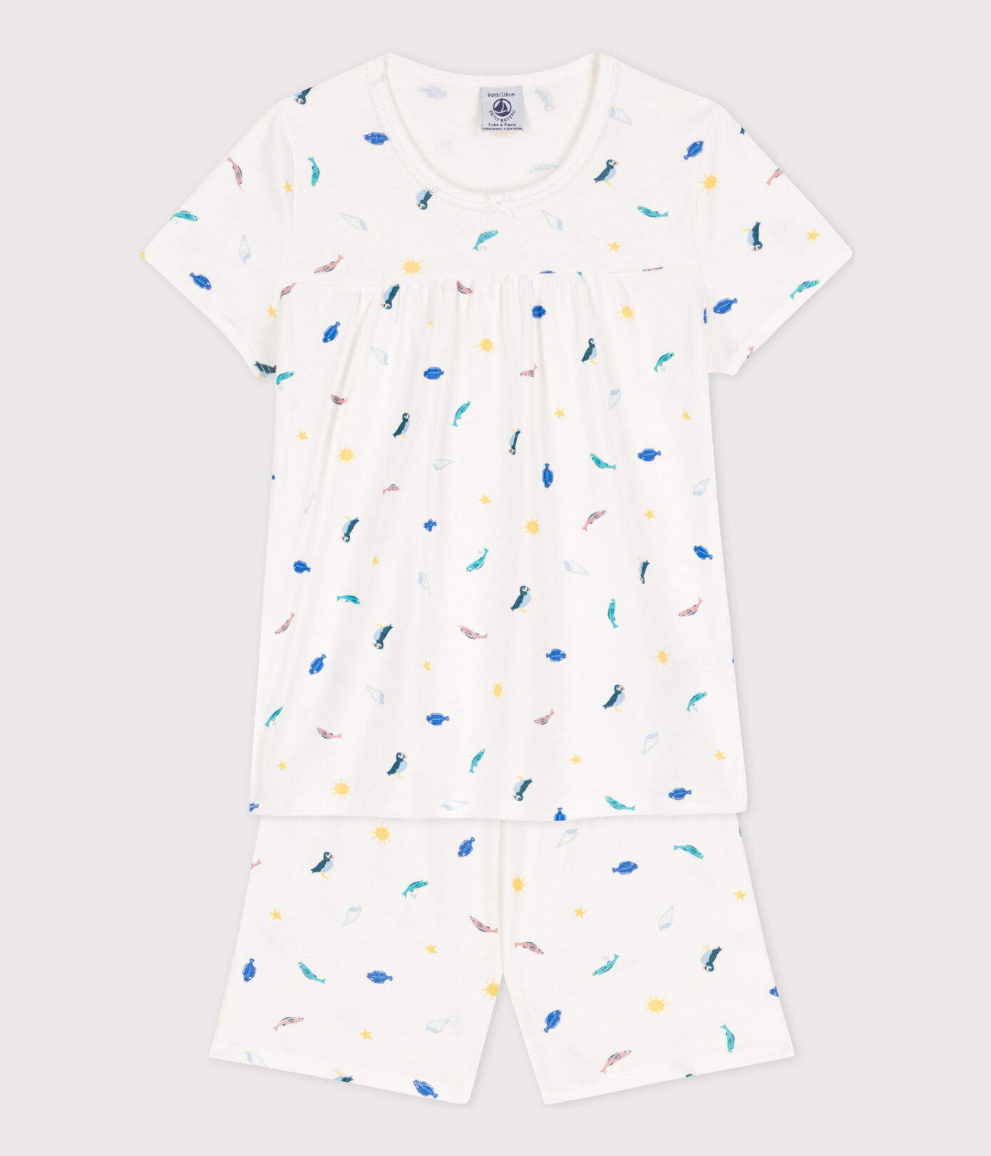 Pyjacourt animaux marins en coton petite fille