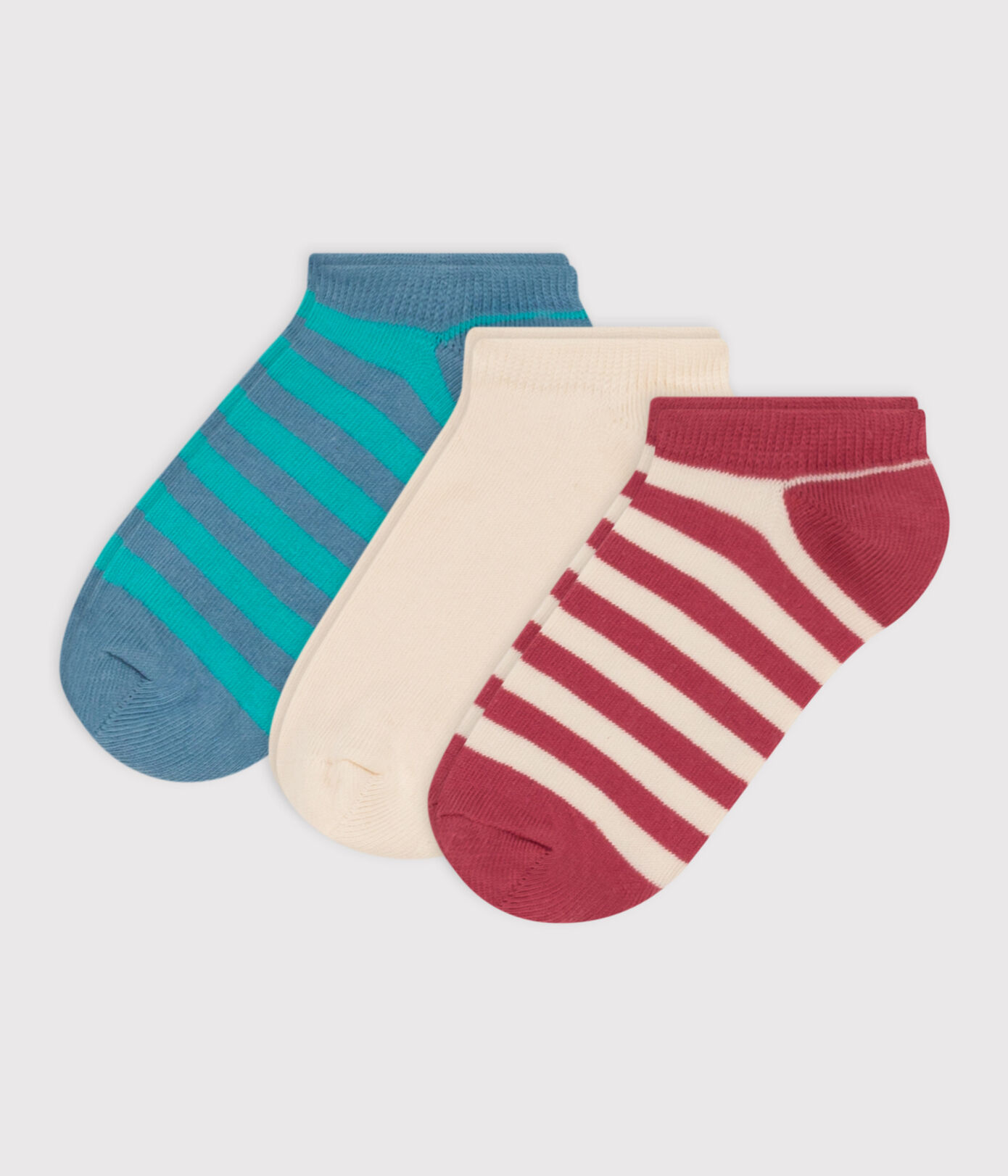 Lot de 3 paires de chaussettes rayures en jersey de coton enfants