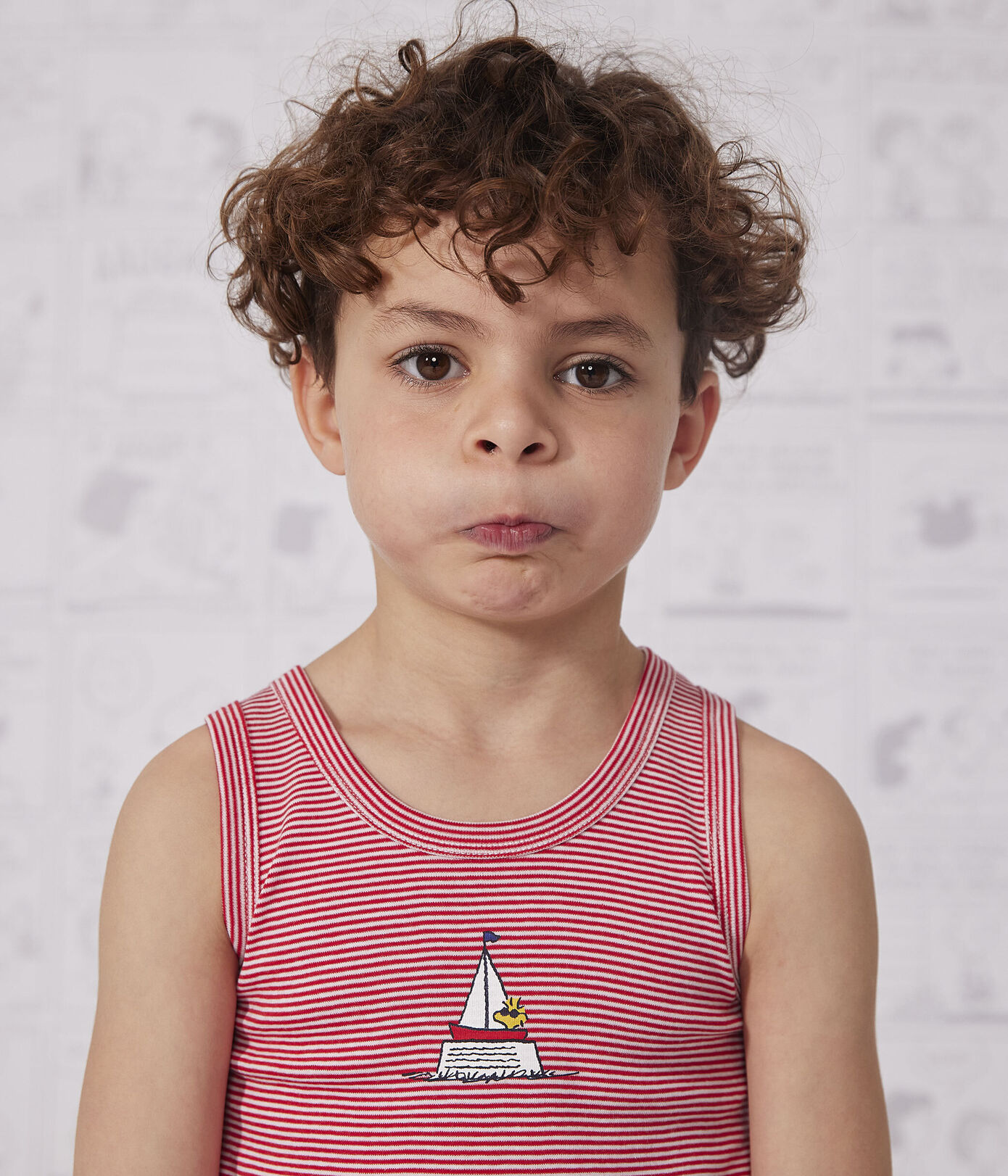 Lot de 3 débardeurs Petit Bateau X Snoopy en coton petit garon