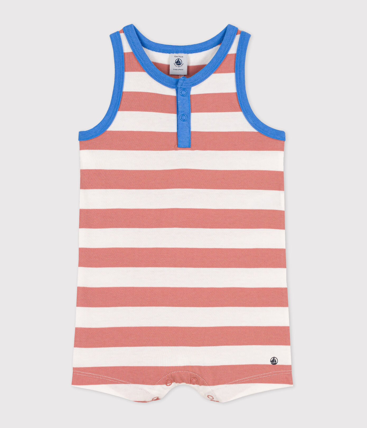 Combinaison courte rayée en jersey bébé