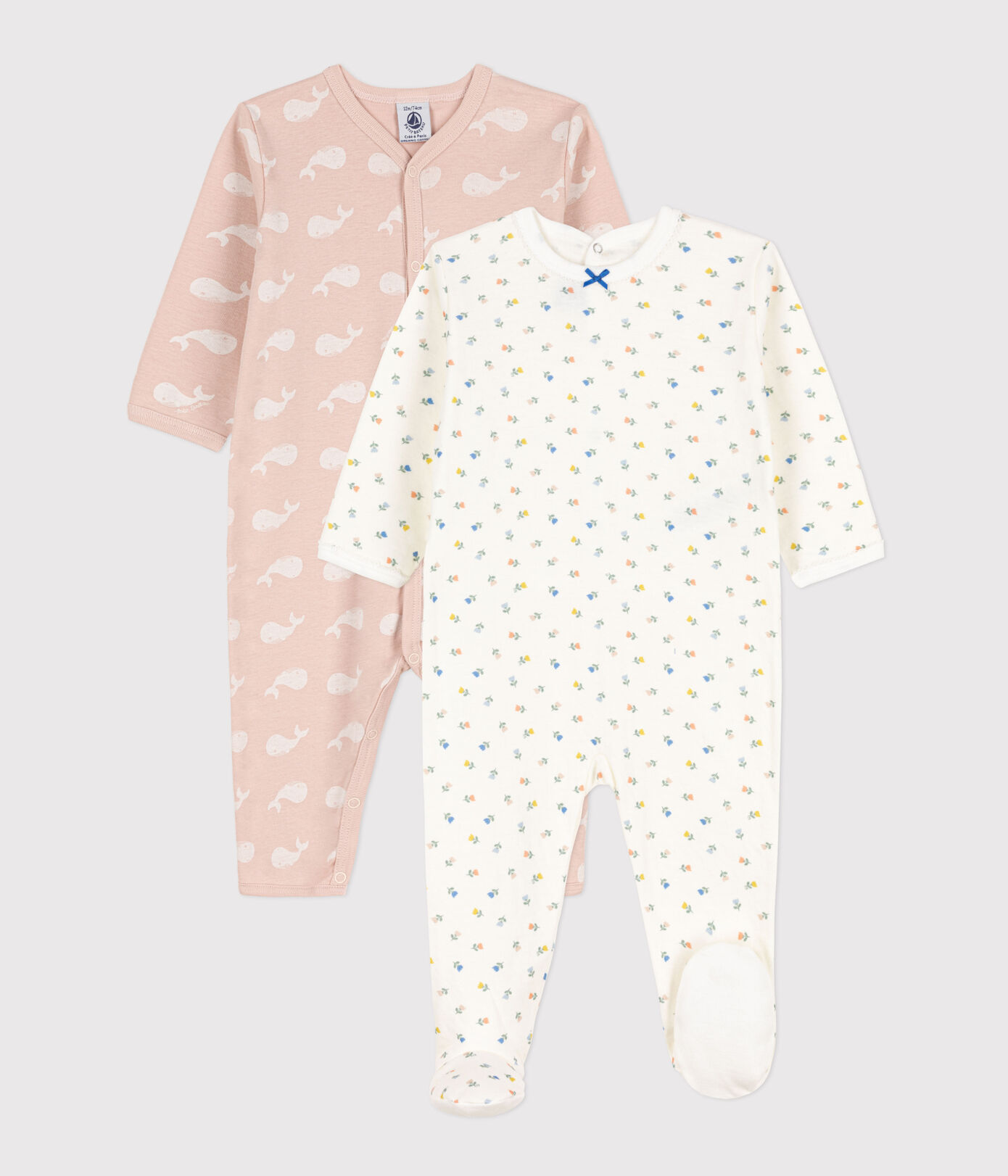 Lot de 2 dors bien fleurs et baleines roses en coton