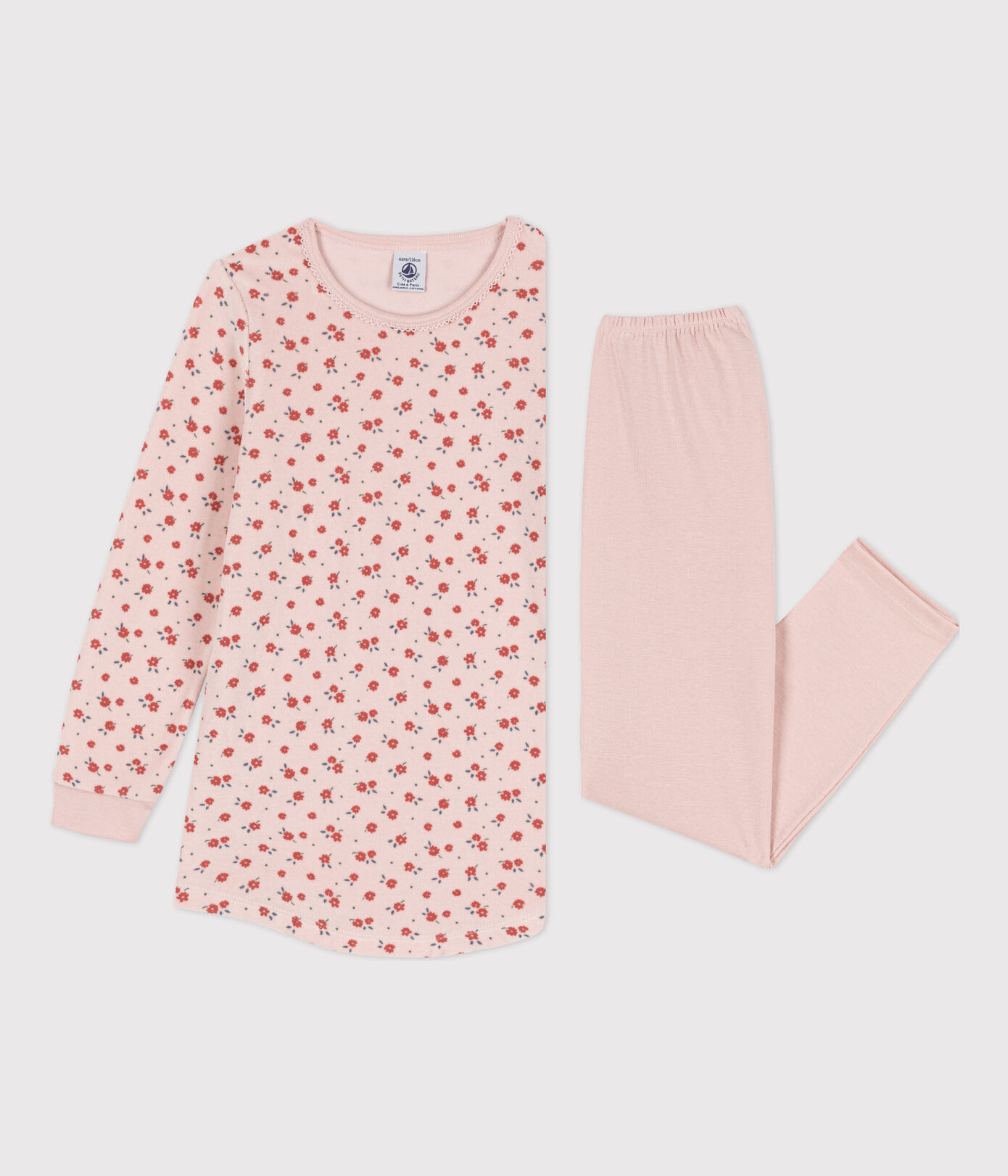 Chemise de nuit et legging fleur petite fille en velours et en coton