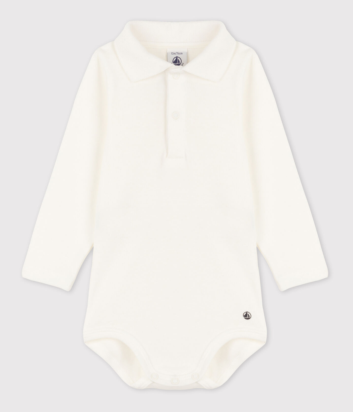 Body manches longues bébé col polo en coton