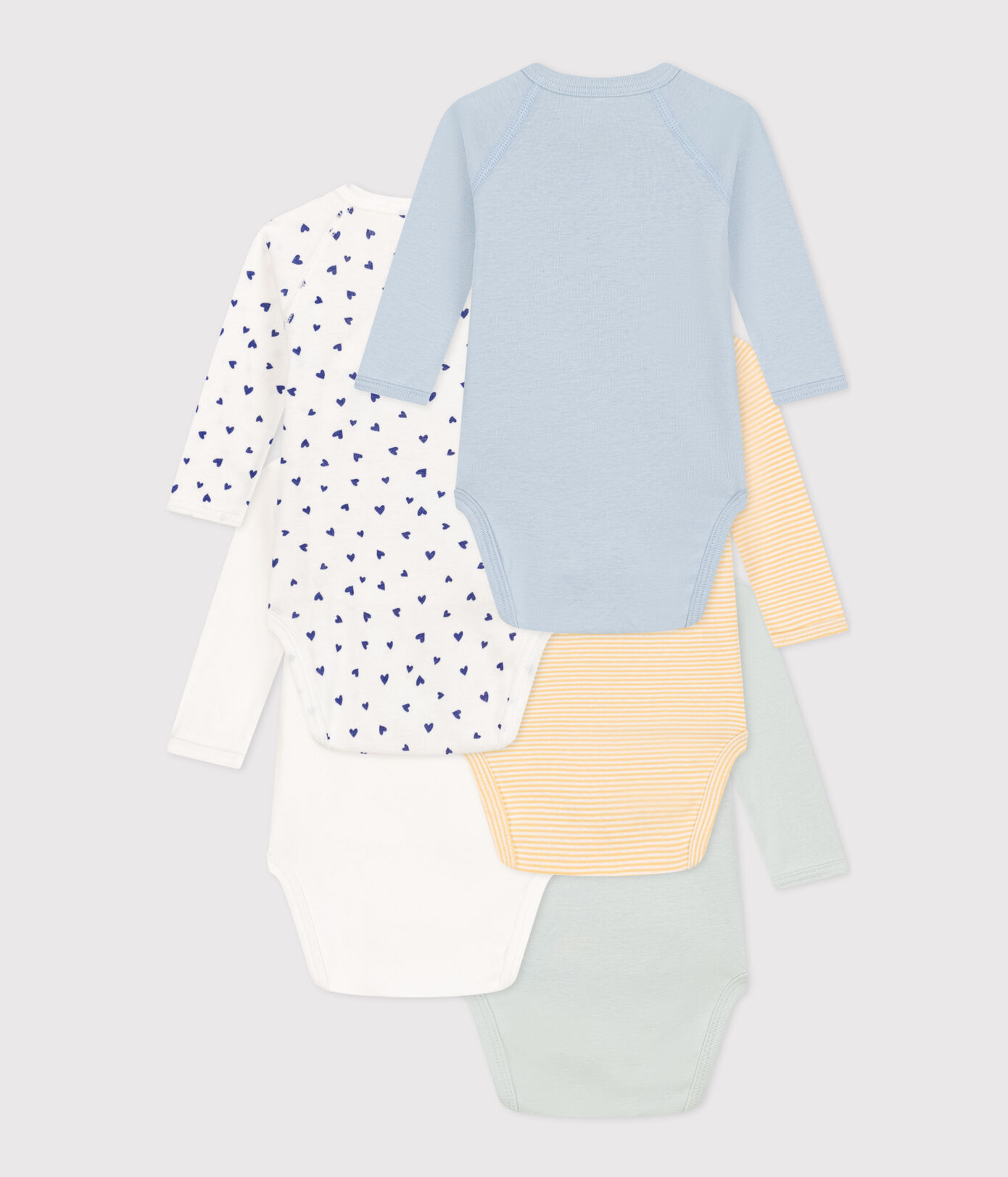 Lot de 5 bodies croisés manches longues en coton