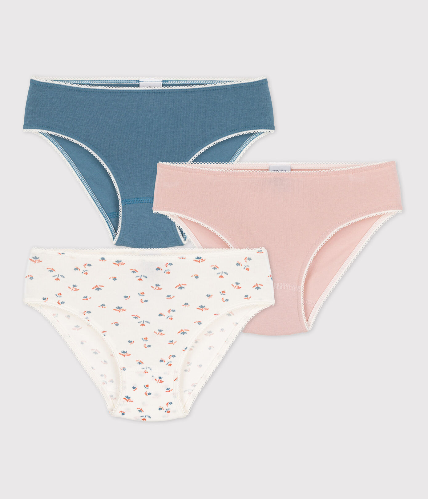 Lot de 3 culottes fleur petite fille en coton et élasthanne