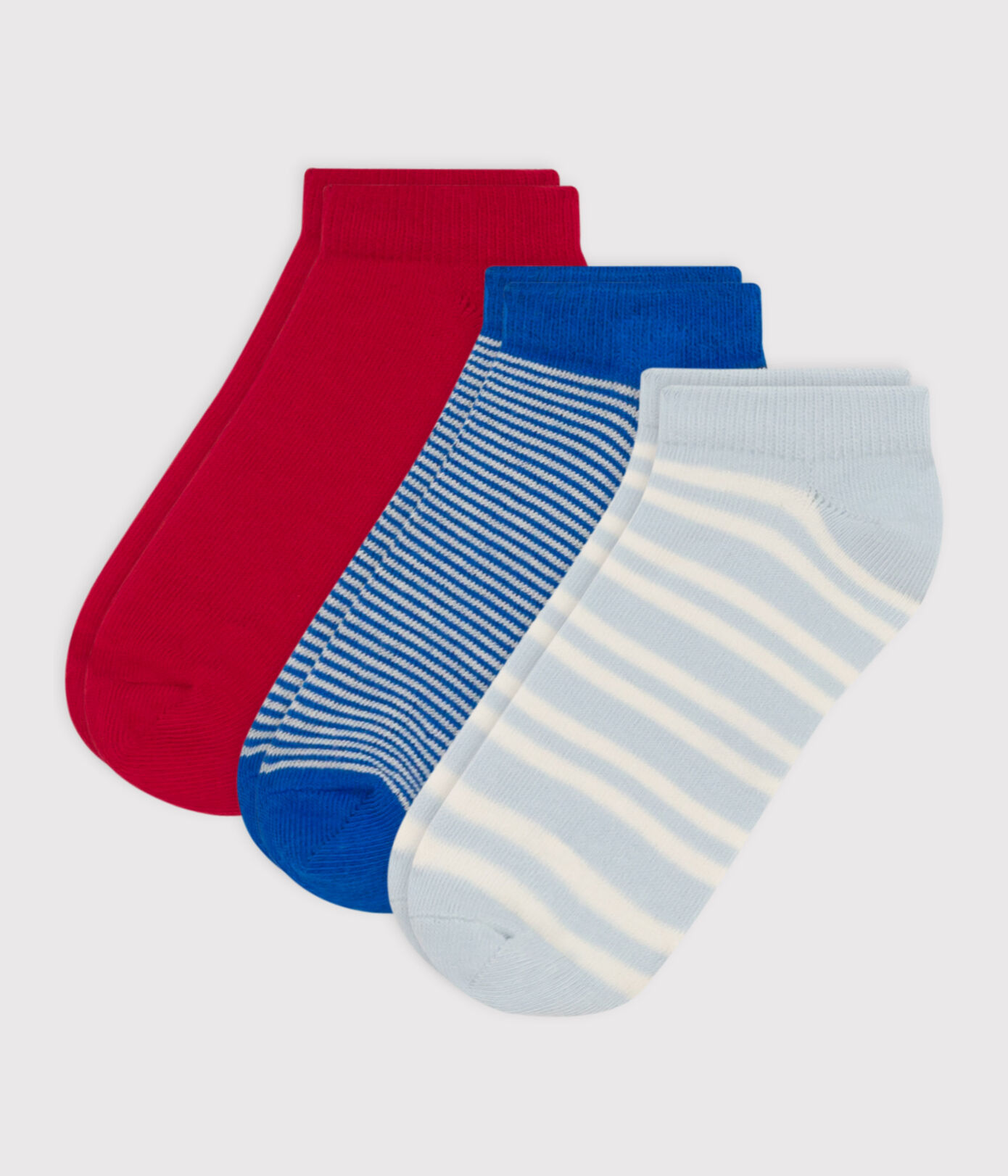 Lot de 3 paires de chaussettes rayures en jersey de coton enfants