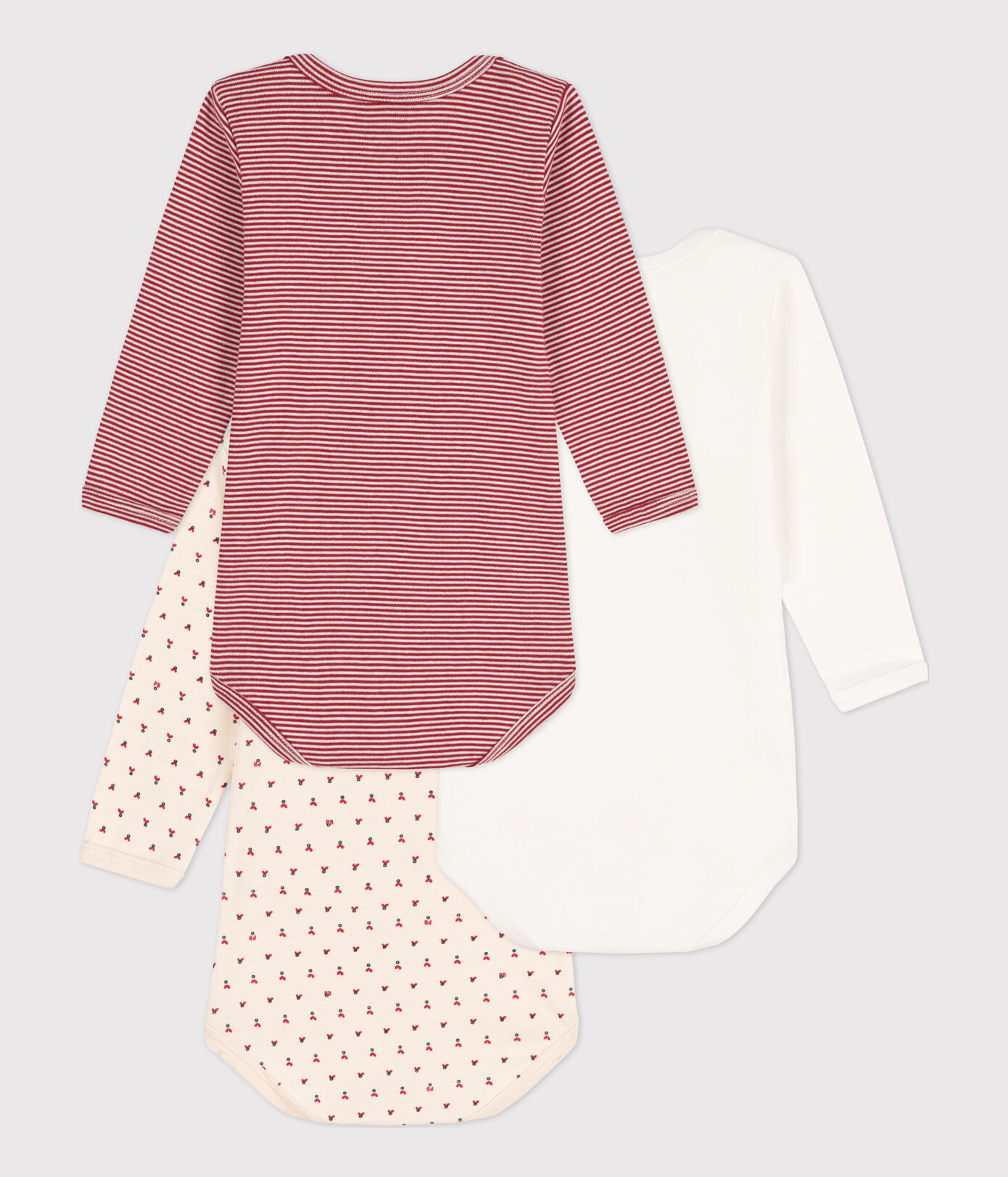 Lot de 3 bodies manches longues bébé en coton