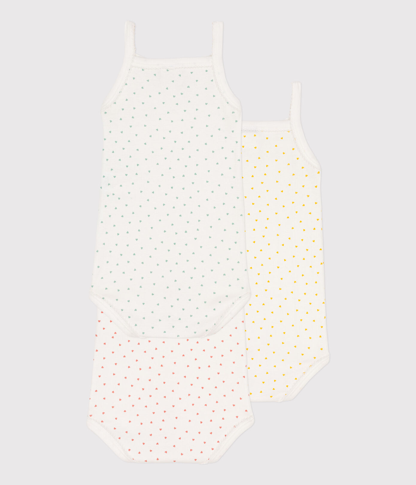 Lot de 3 bodies bretelles coeurs en coton