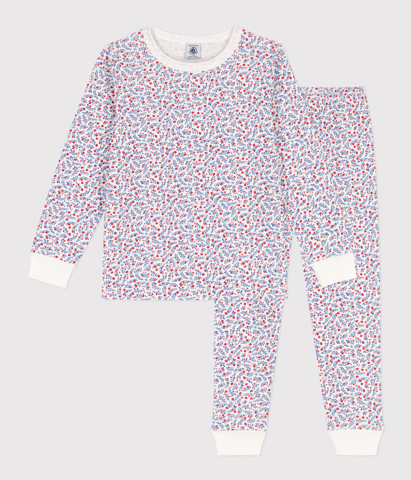 Pyjama fleurs en coton petite fille