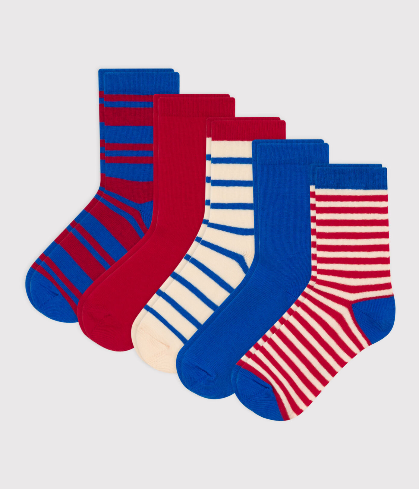 Lot de 5 paires de chaussettes rayures en jersey de coton enfants
