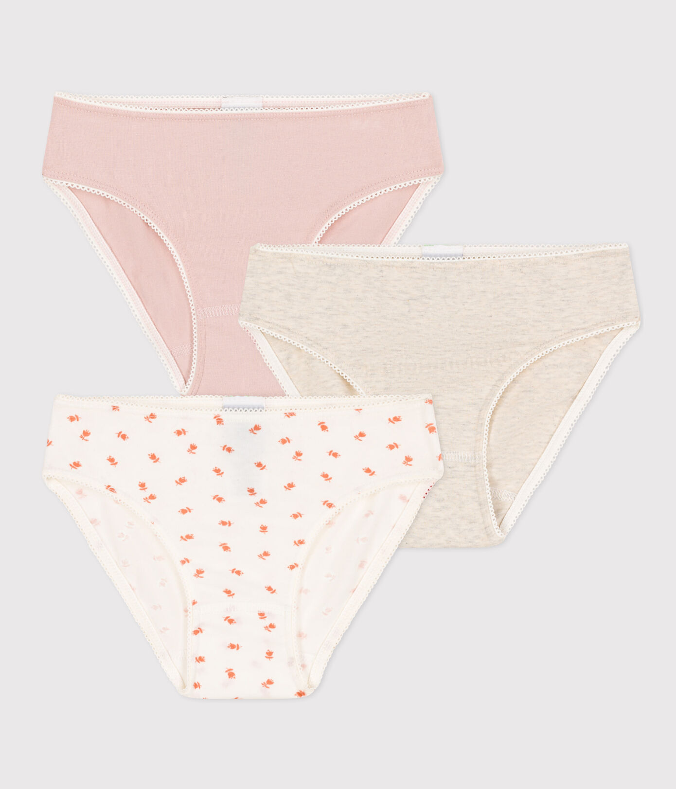 Lot de 3 culottes fleur en coton et élasthanne petite fille