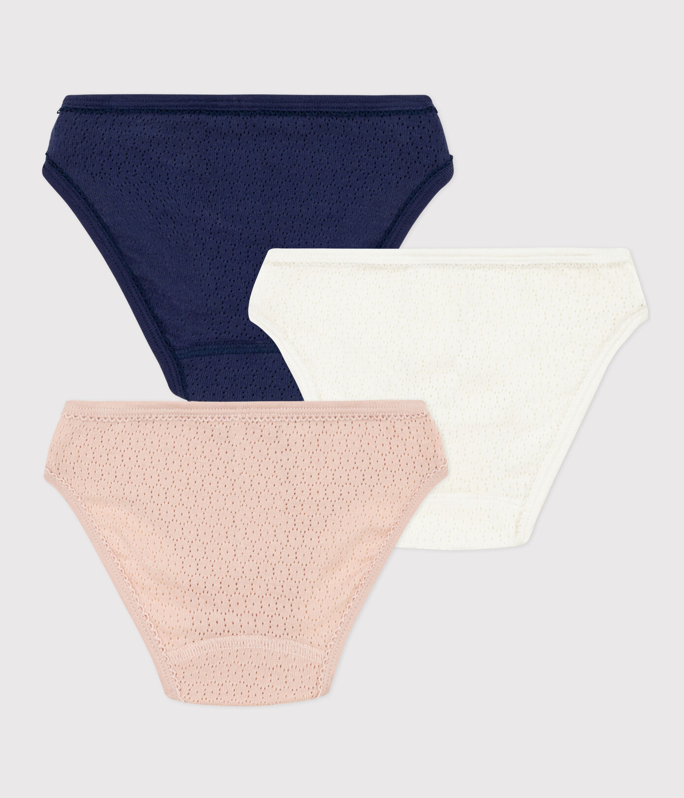 Lot de 3 culottes unies en coton ajouré petite fille