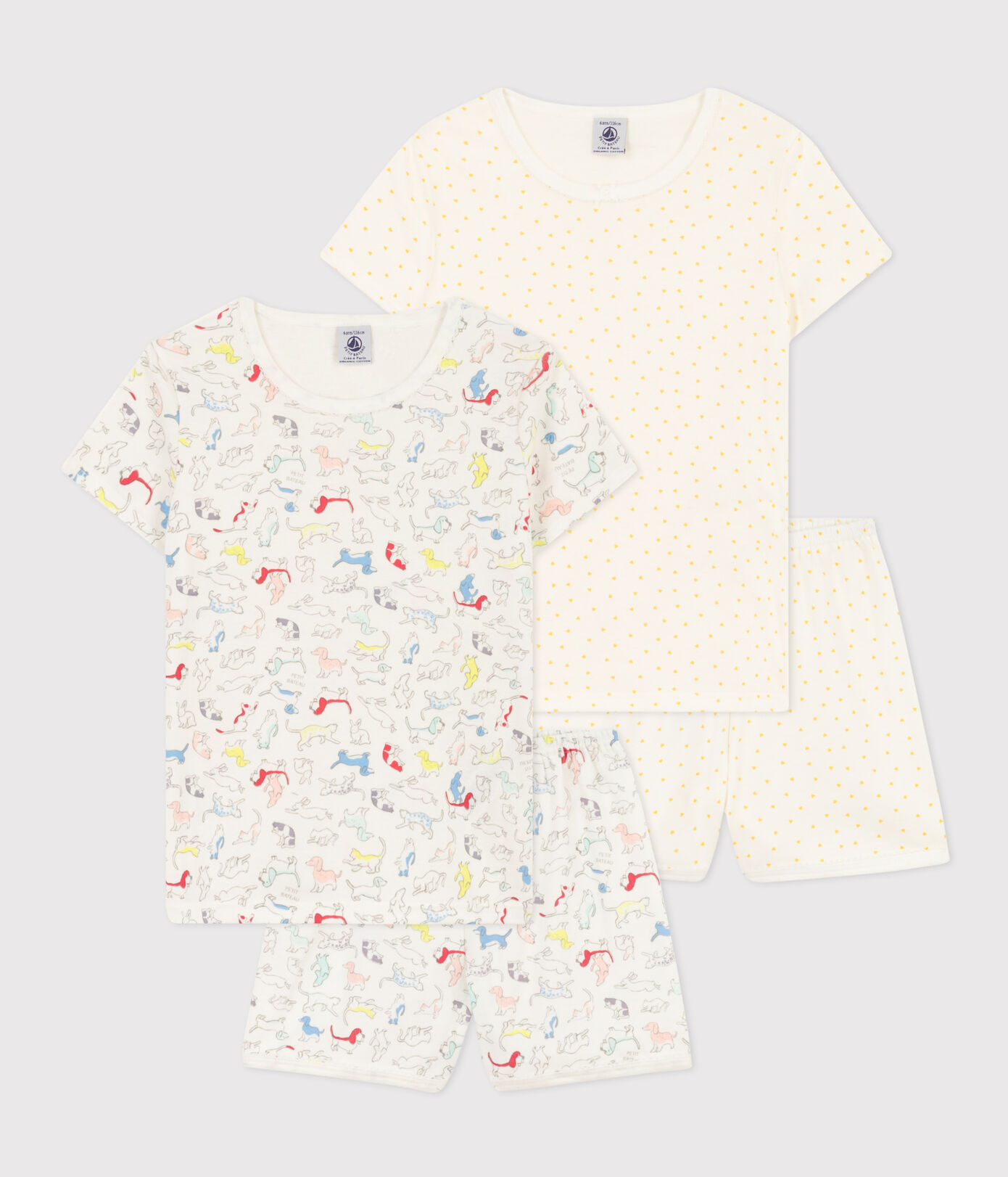 Lot de 2 pyjacourts animaux en coton petite fille