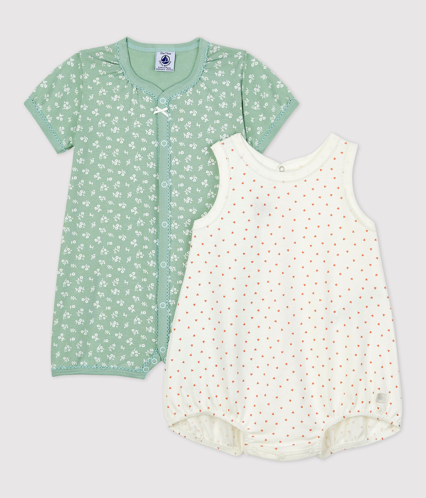 Lot de 2 combicourts bébé en coton