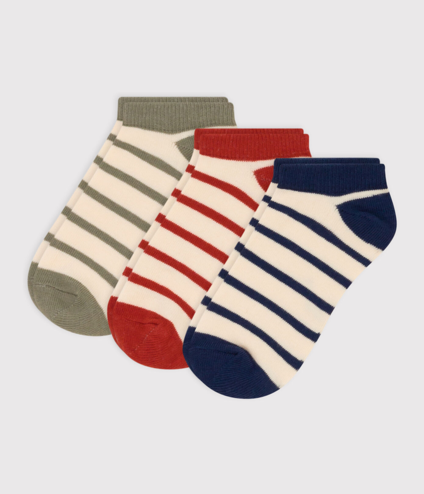Lot de 3 paires de chaussettes rayures en jersey de coton enfants