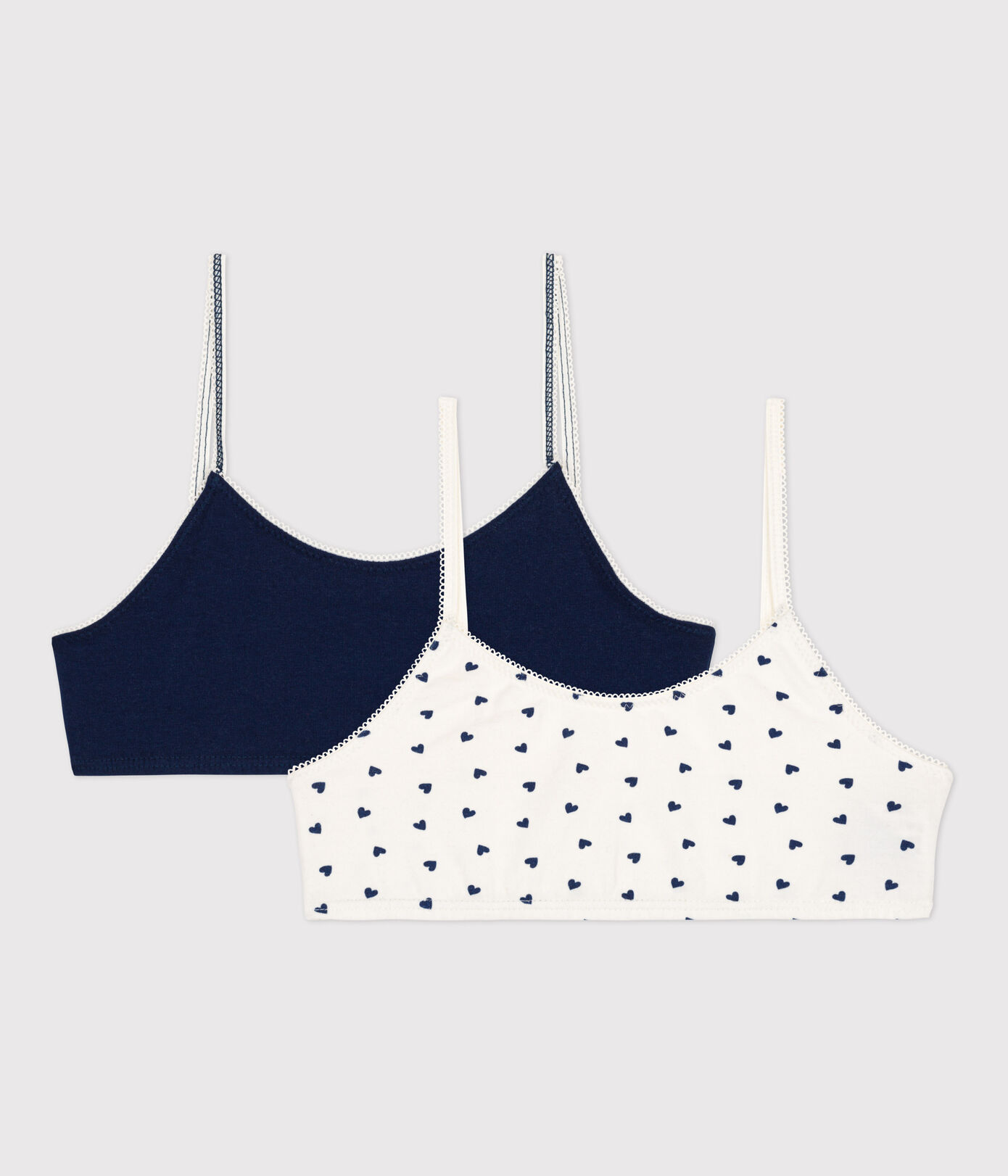Lot de 2 brassières coeur fille en coton et élasthanne