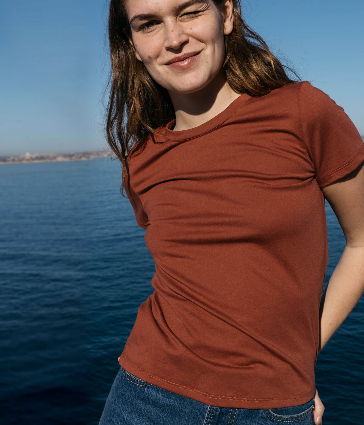 Tee-shirt LE DROIT col rond en coton bio Femme