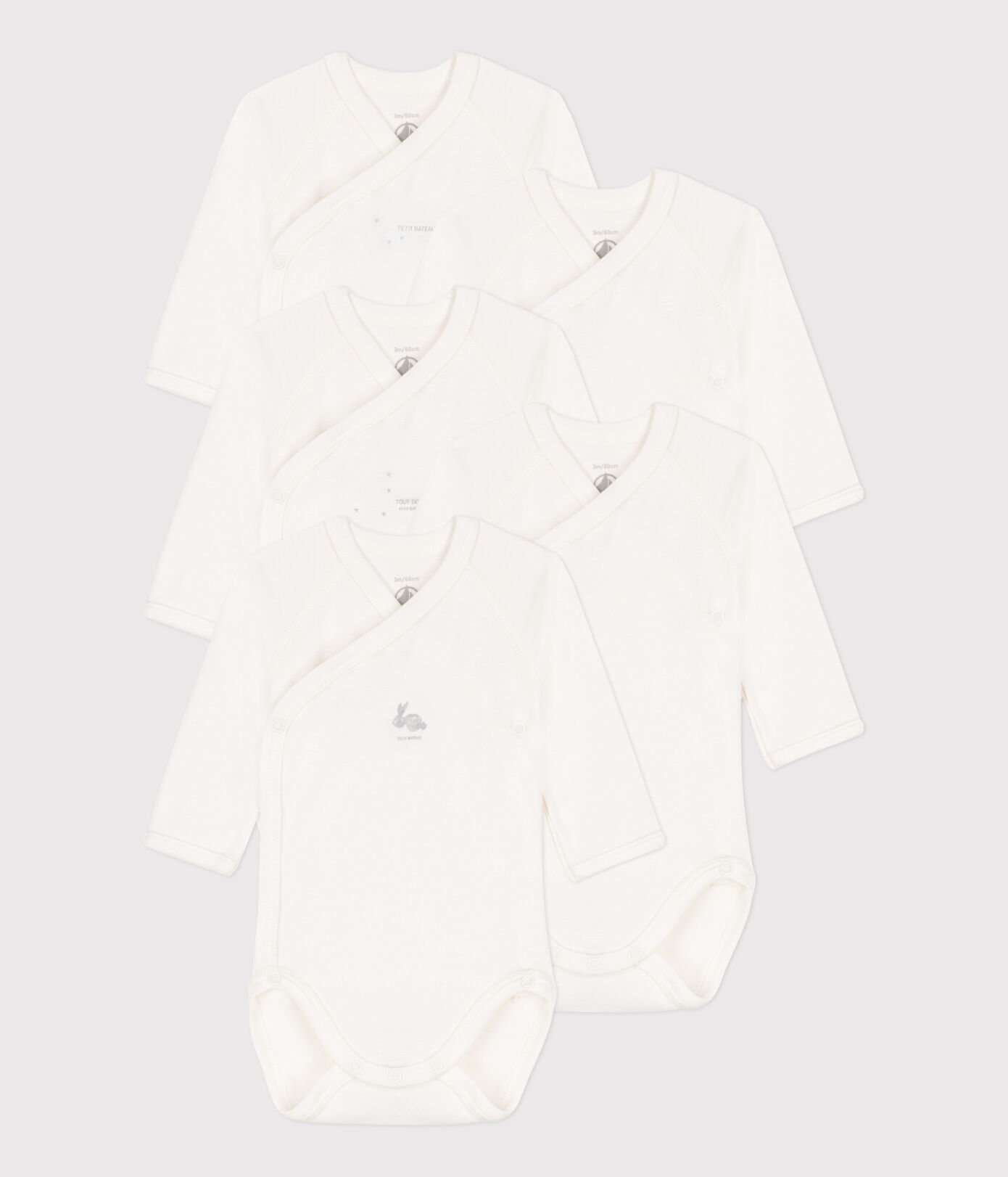 Lot de 5 bodies croisés manches longues en coton