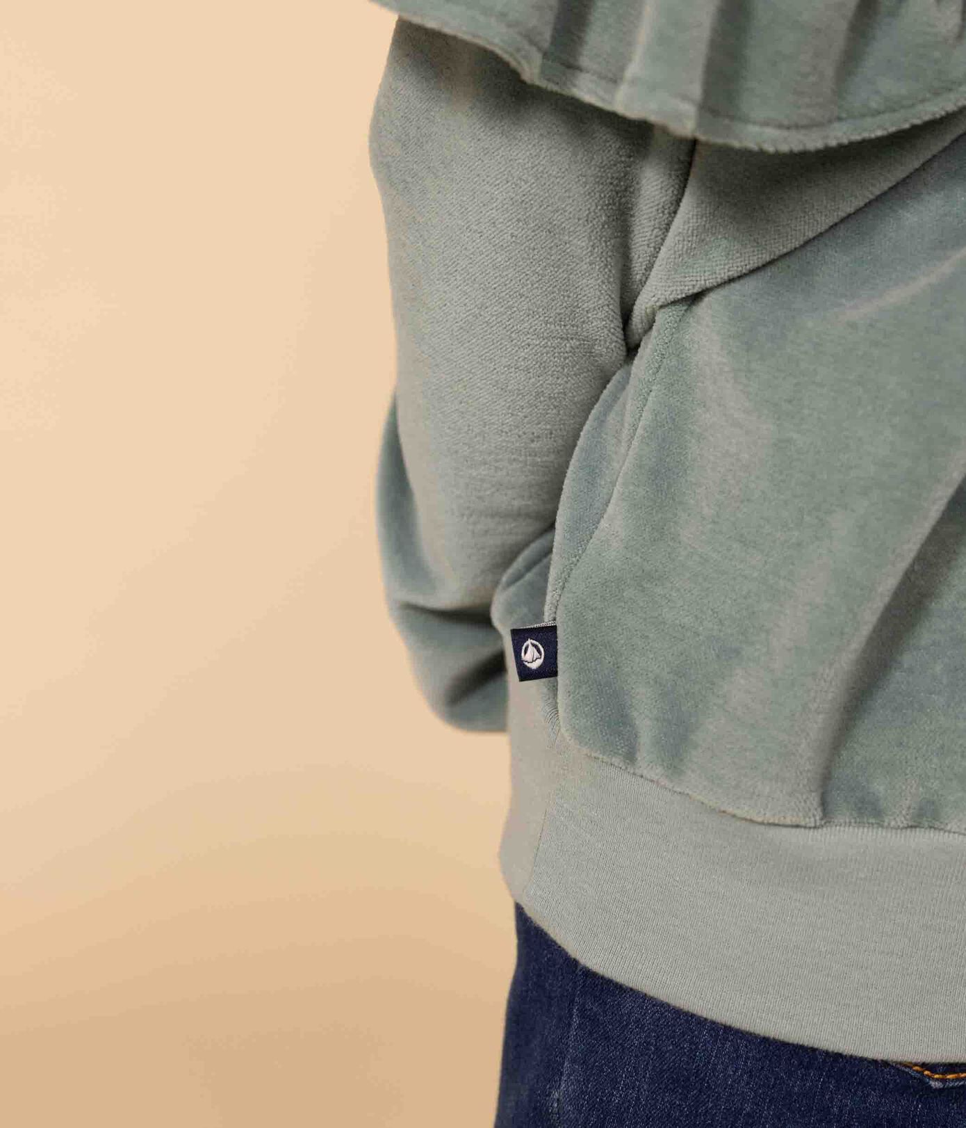 Sweatshirt en bouclette velours unie enfant fille