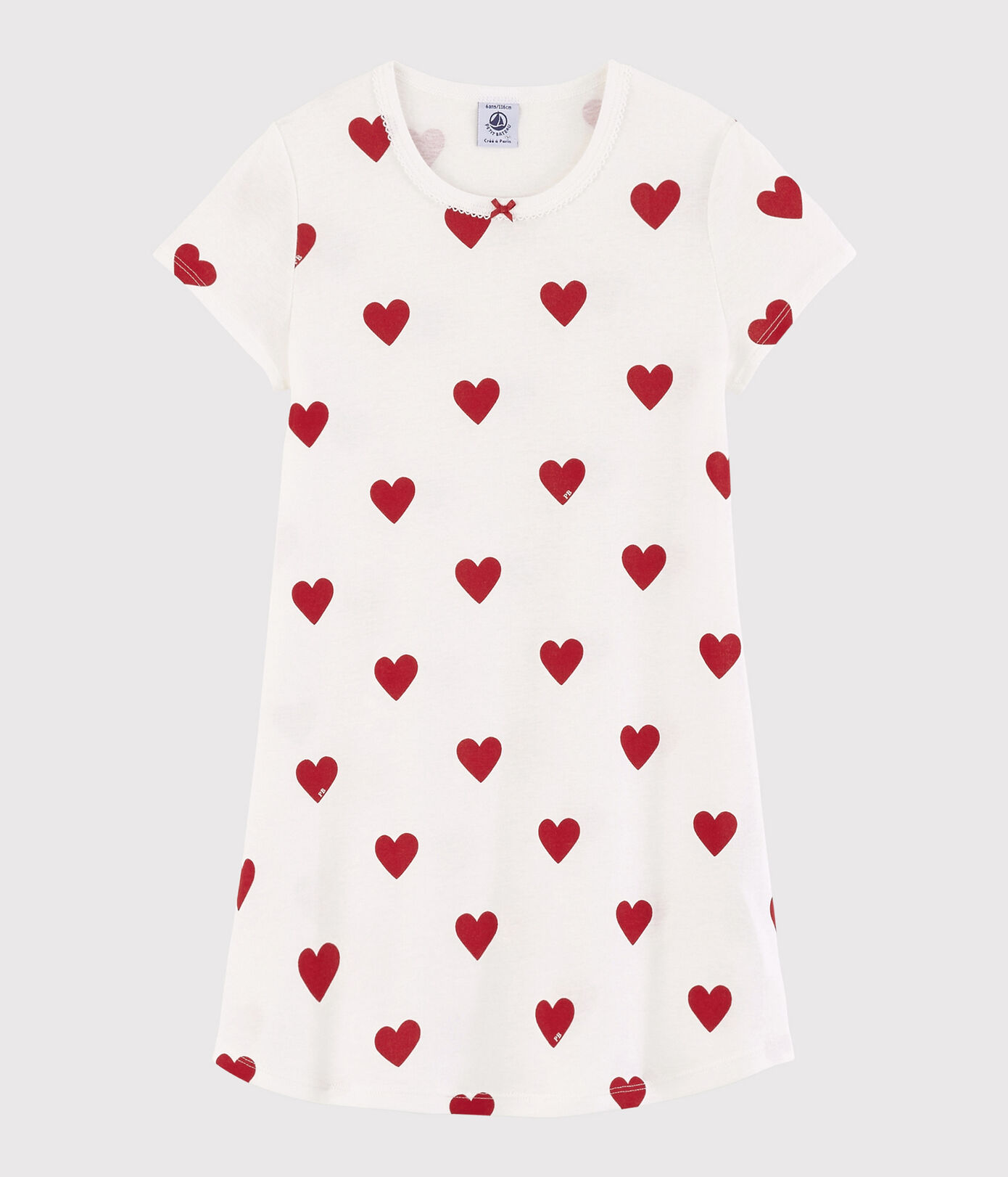 Chemise de nuit coeur petite fille en coton