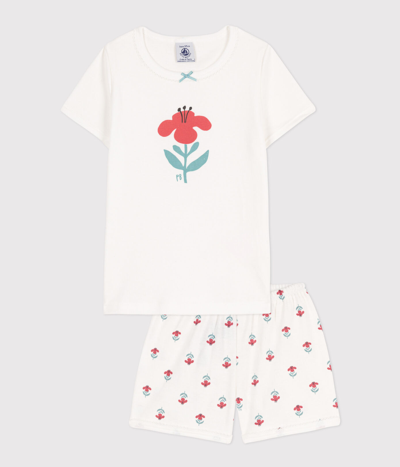 Pyjacourt fleurs en coton petite fille