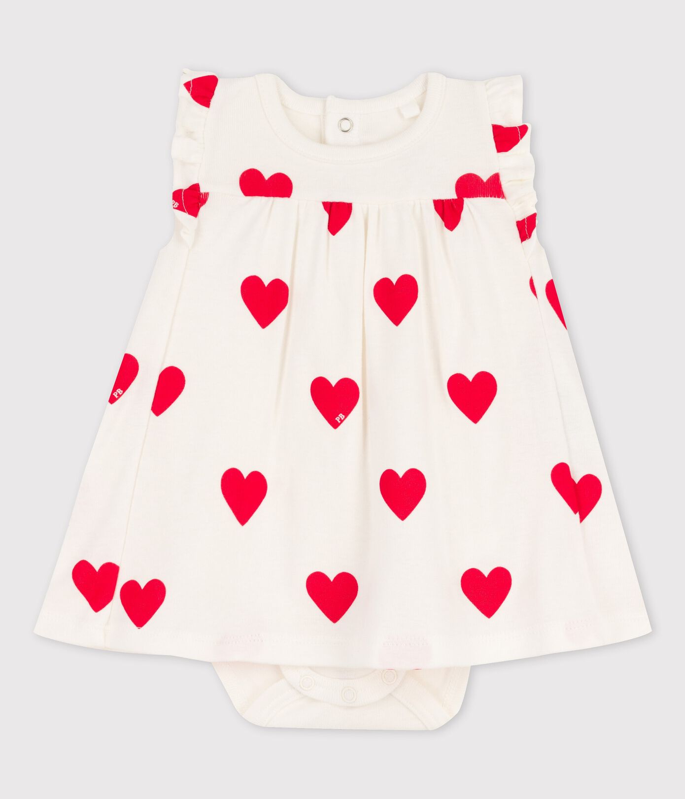 Robe body imprimée coeur en coton bio bébé