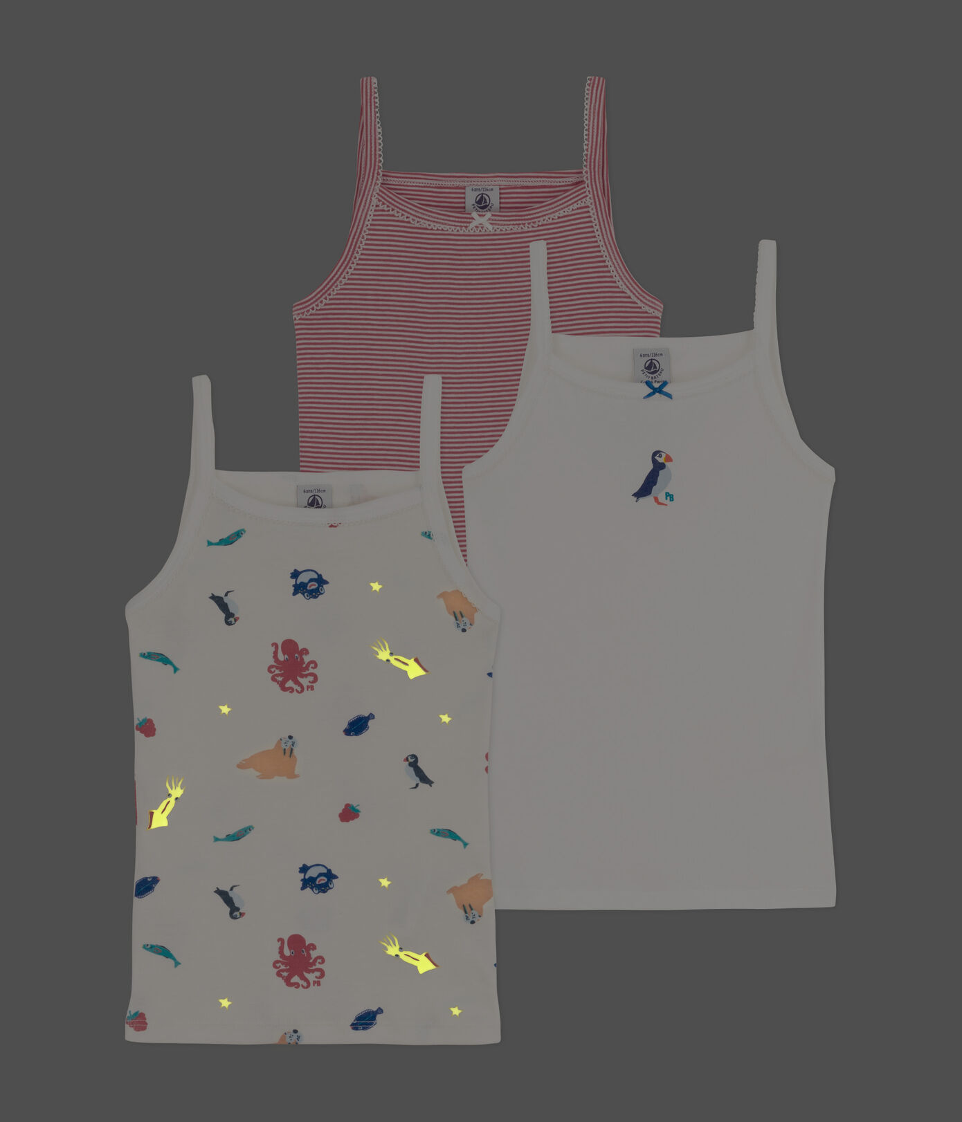 Lot de 3 chemises à bretelles en coton petite fille